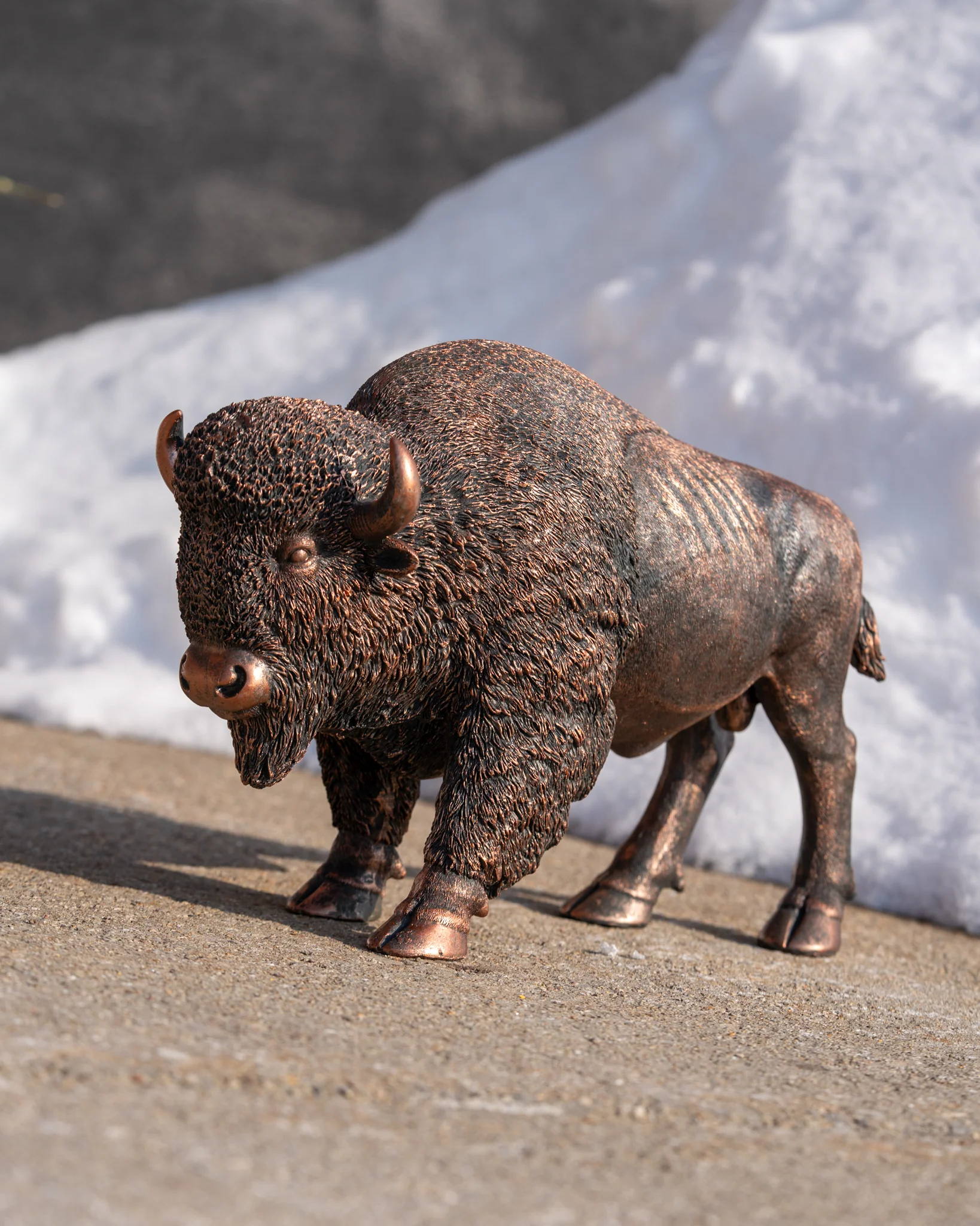 17" Bronze Resin Bison Statue - Image 2