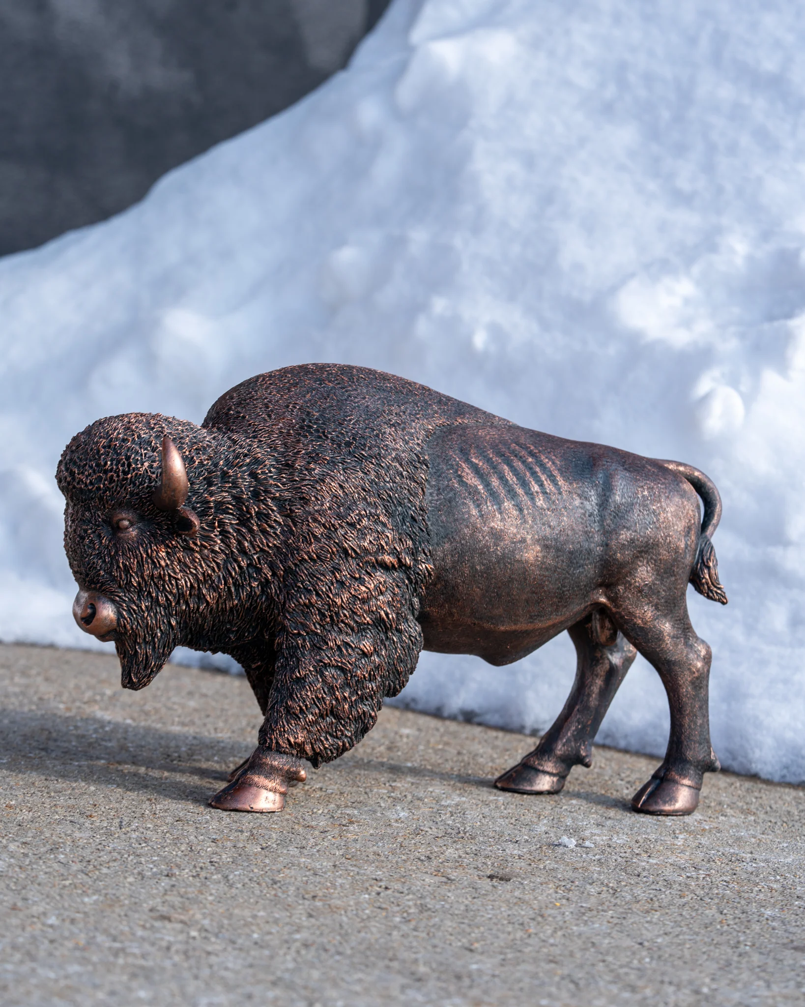 17" Bronze Resin Bison Statue - Image 3