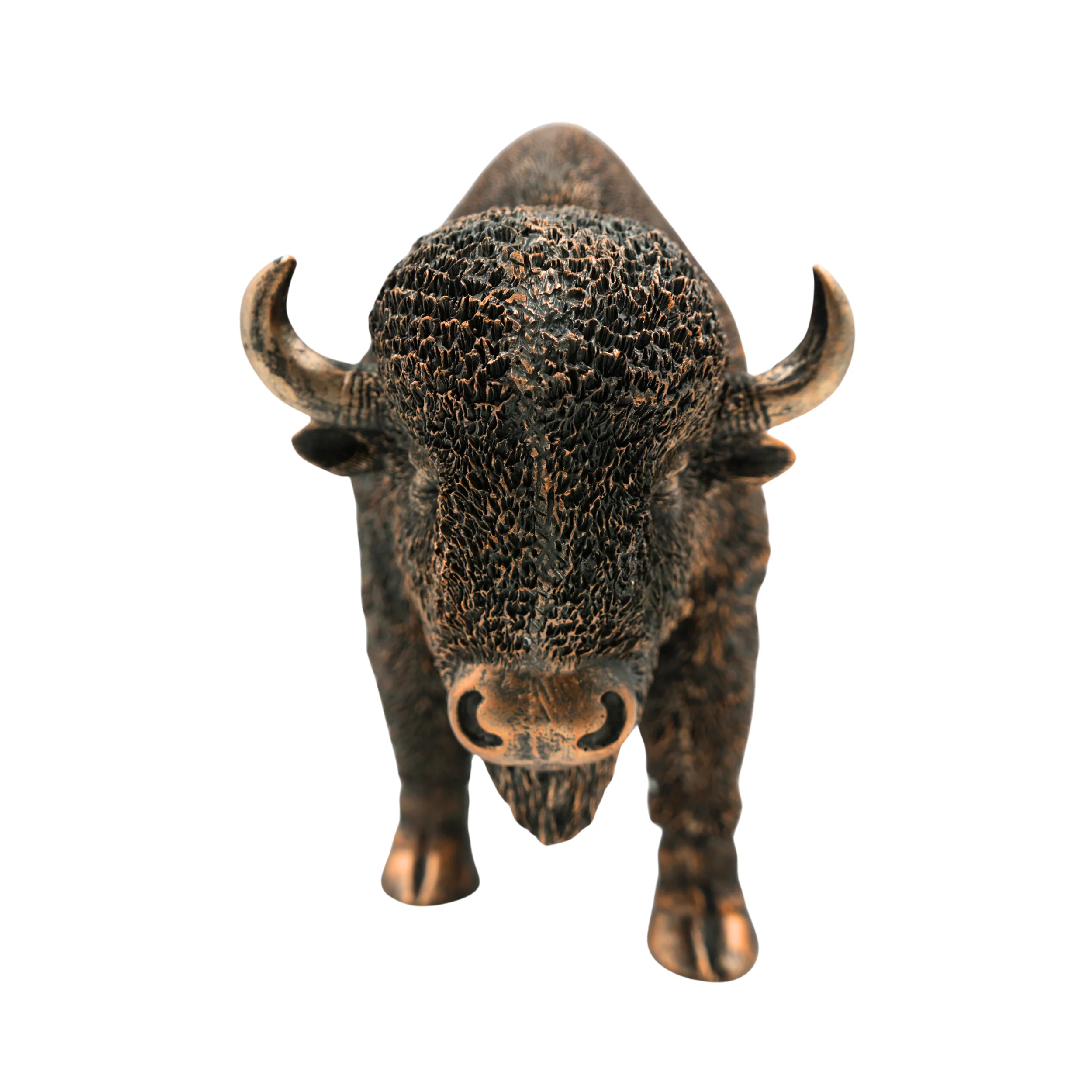 17" Bronze Resin Bison Statue - Image 4