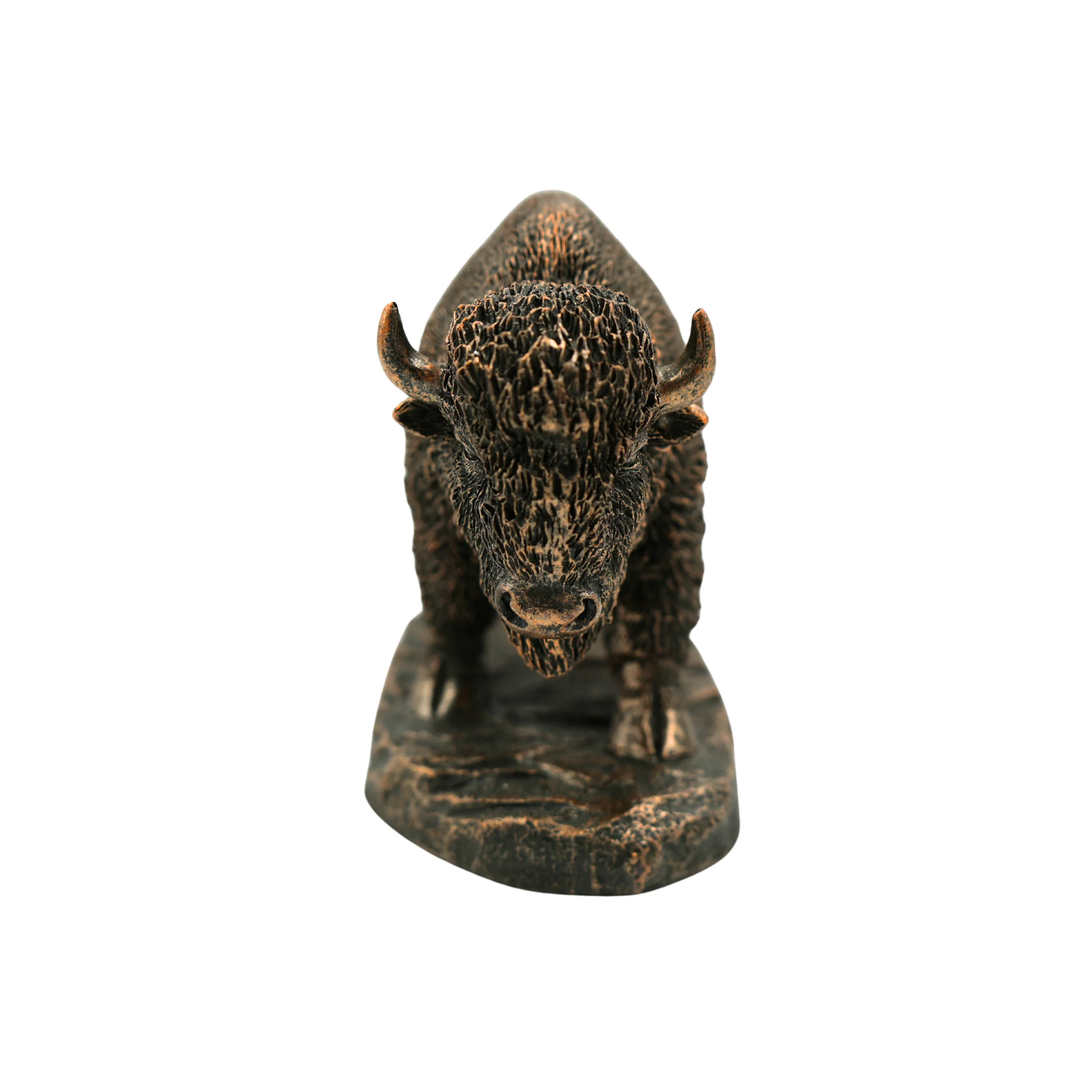 7" Bronze Resin Bison Statue - Image 3