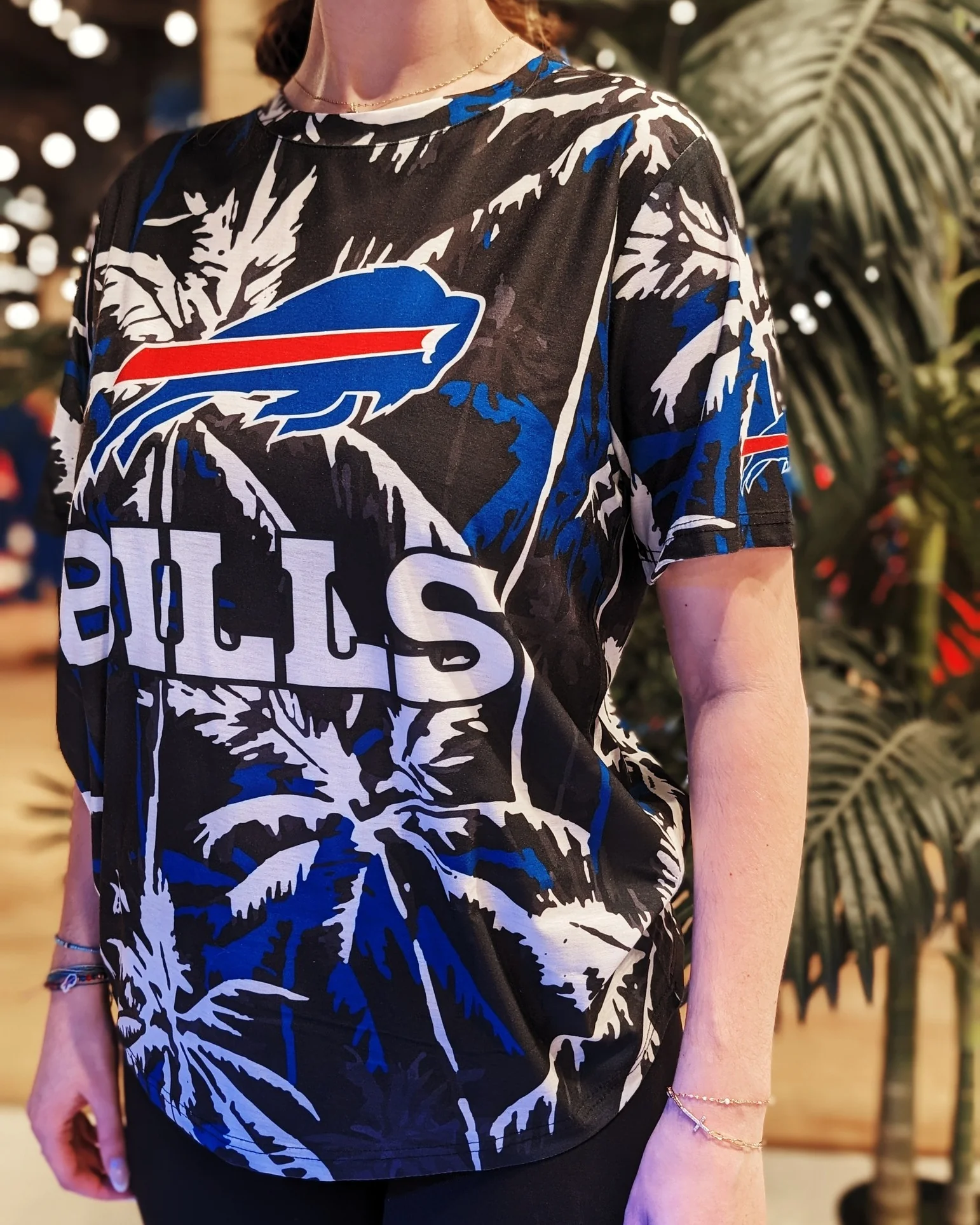 Final Sale - Buffalo Bills Floral Palm Rash Guard Short Sleeve Shirt - Image 8