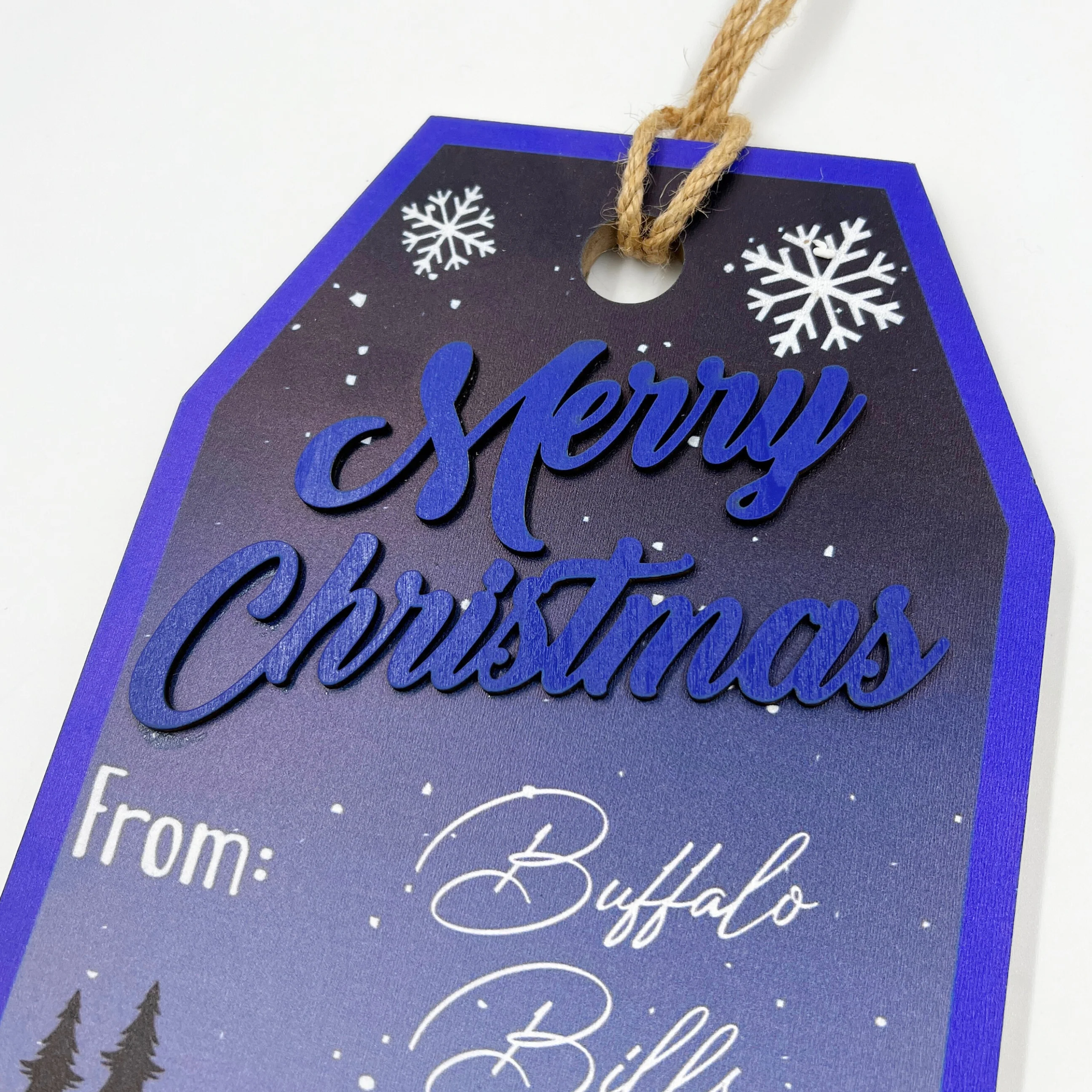 Buffalo Bills Holiday Gift Tag Wooden Sign - Image 3