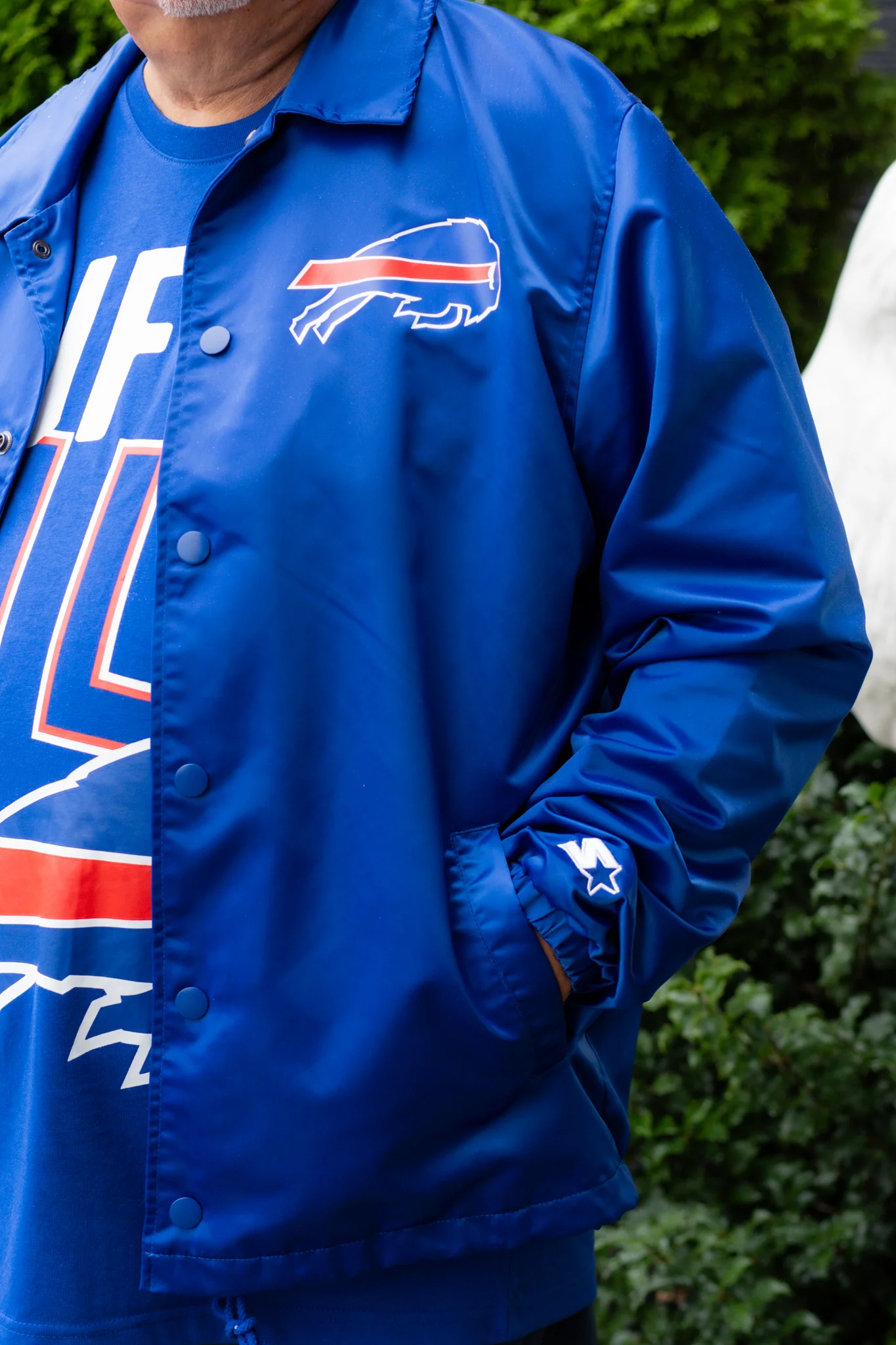 Buffalo Bills Option Route Snap Up Starter Coaches Jacket - Image 2