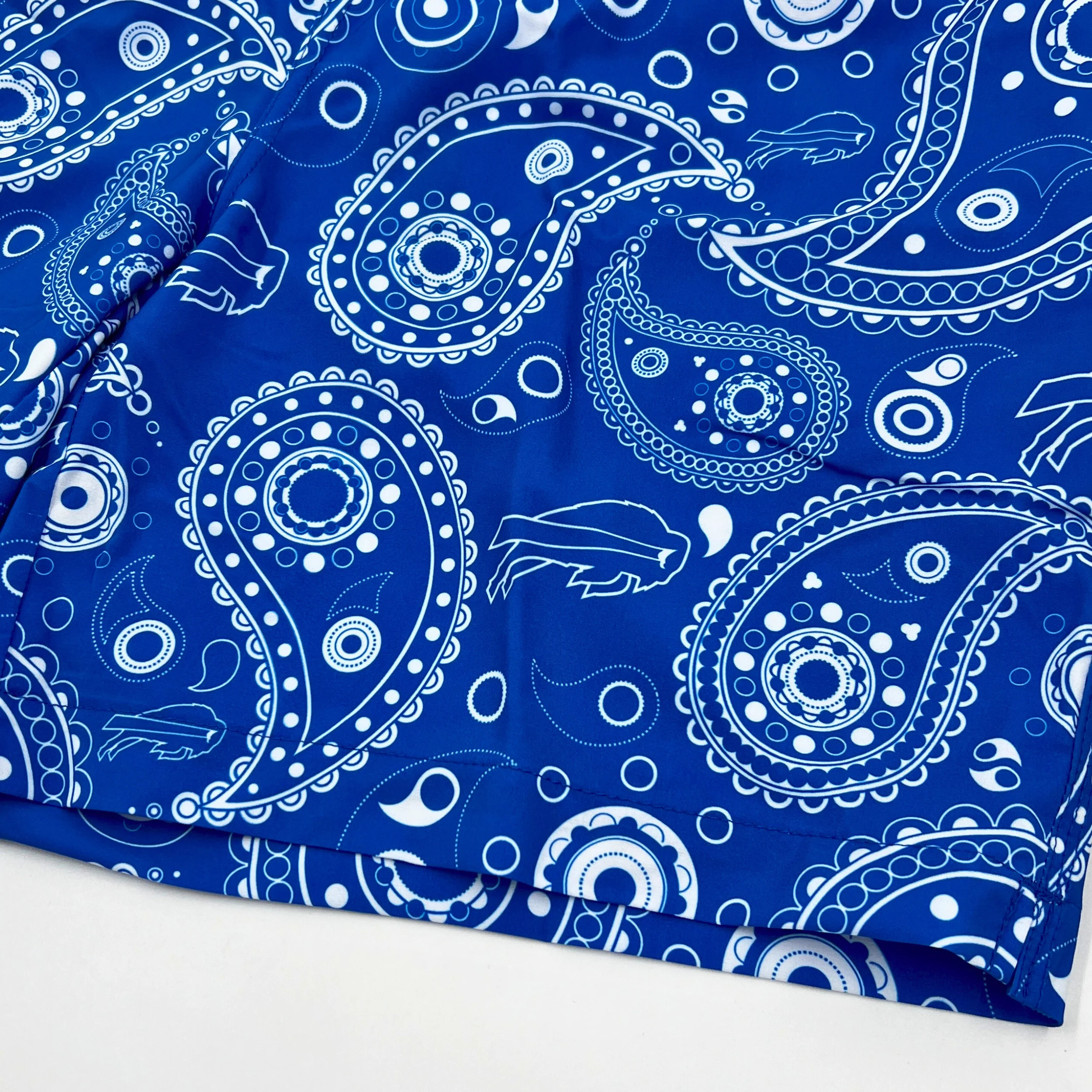 Buffalo Bills Paisley Traditional Pattern Royal Swim Trunks - Image 3