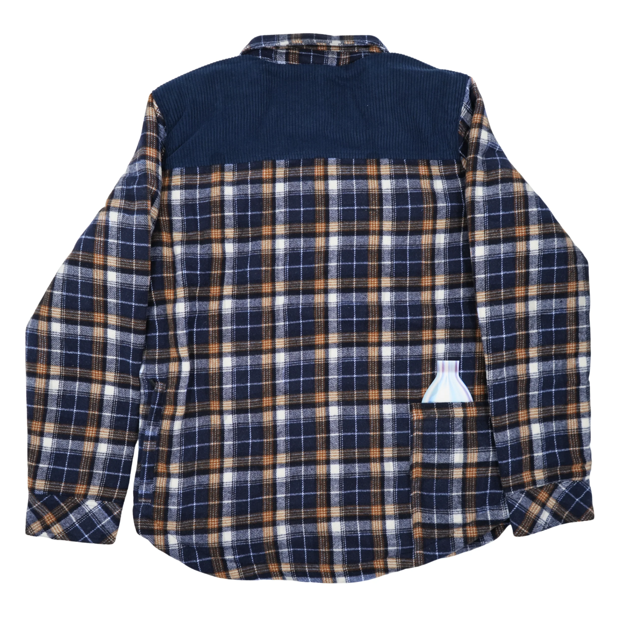 Buffalo Bills Quilted Thermal Lining Blue, White, & Brown Flannel Shacket - Image 3