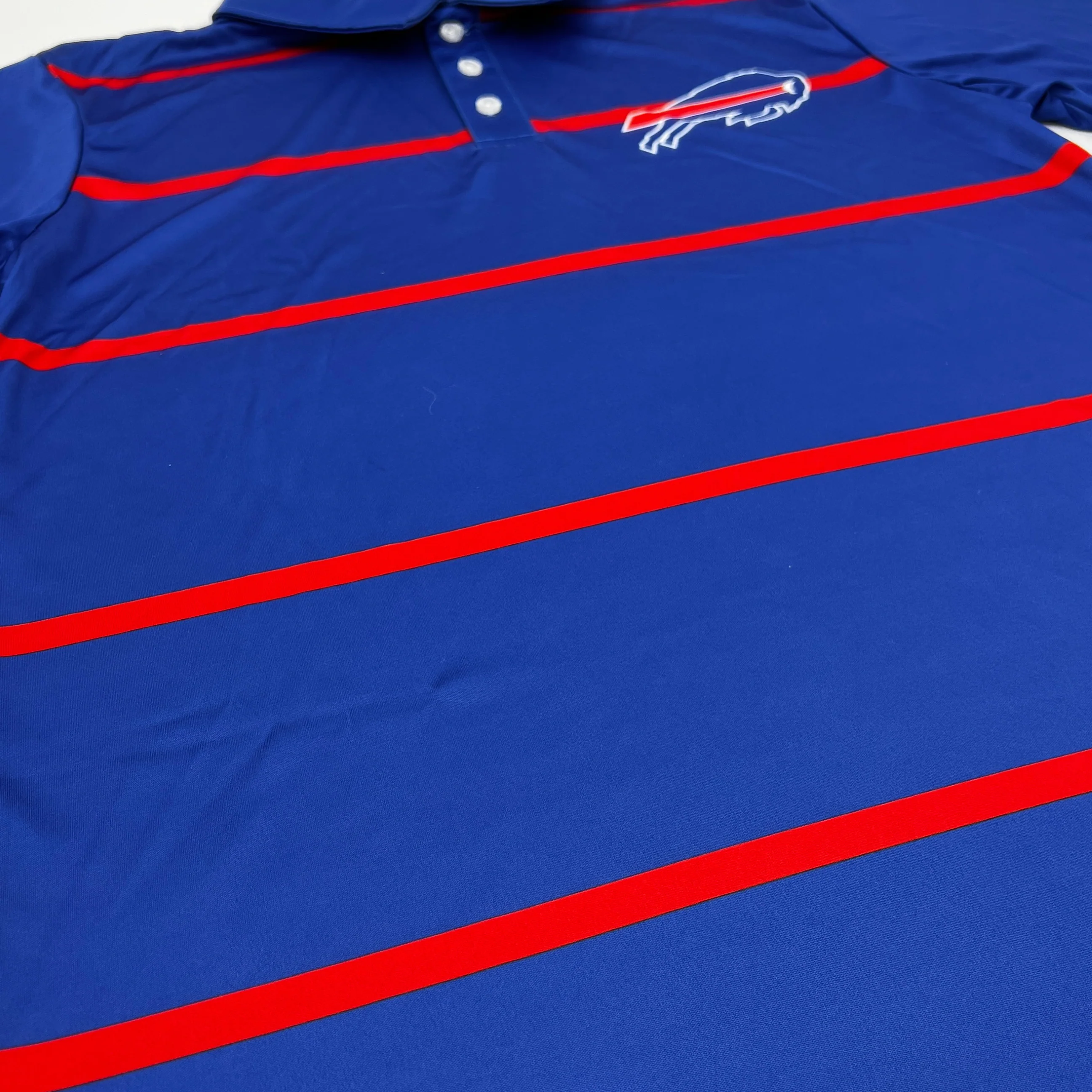 Buffalo Bills Royal Blue & Red Striped Polo - Image 4