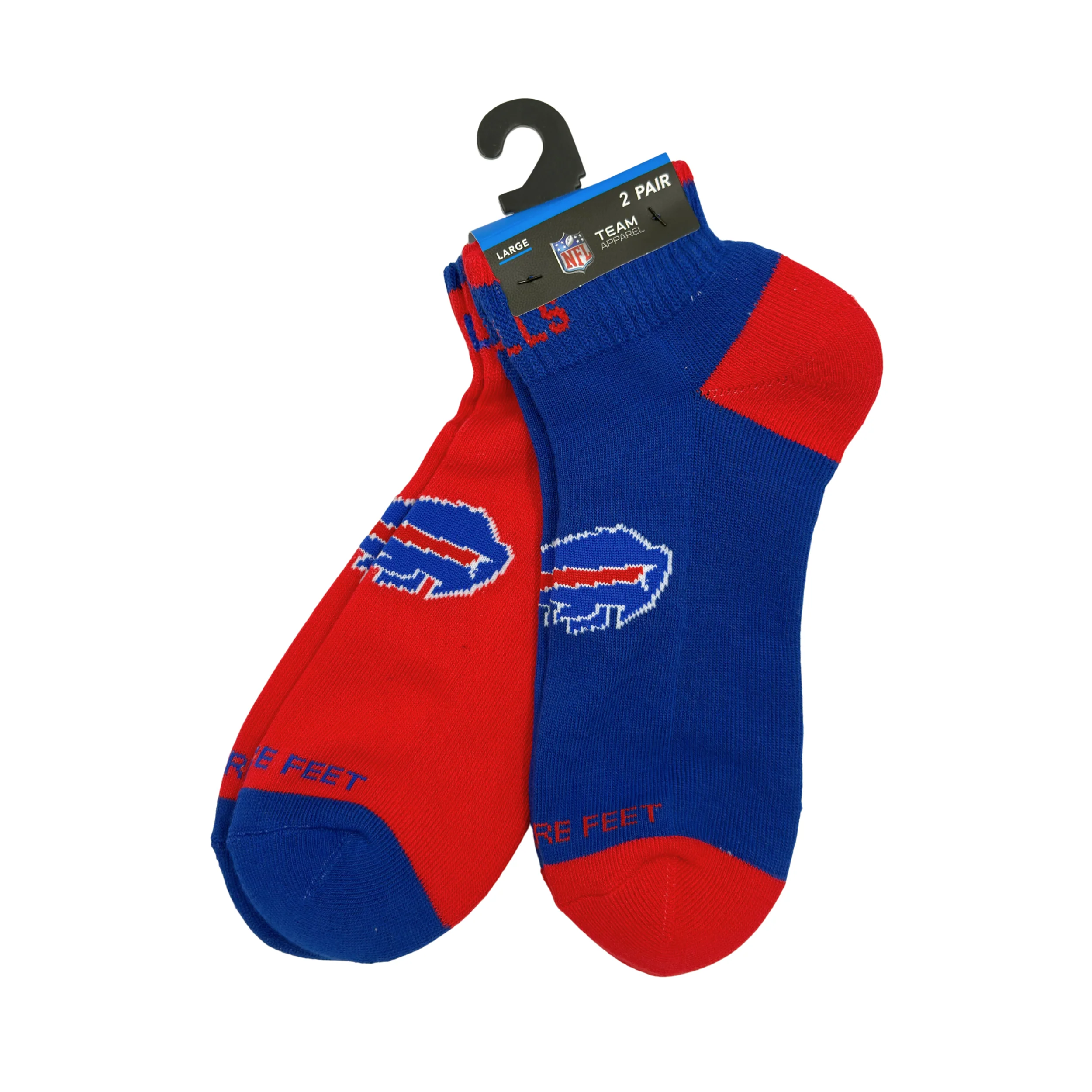 Buffalo Bills Royal & Red 2 Pair For Bare Feet Quarter Crew Socks
