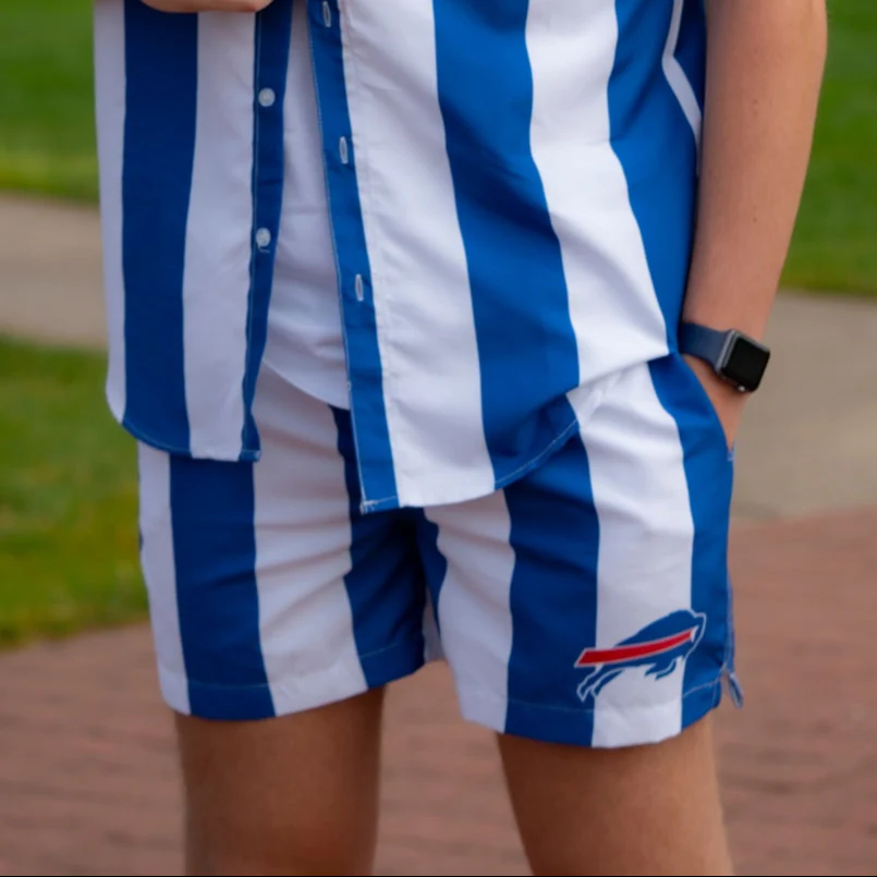 Buffalo Bills Royal & White Nautical Stripe Swim Trunks - Image 2
