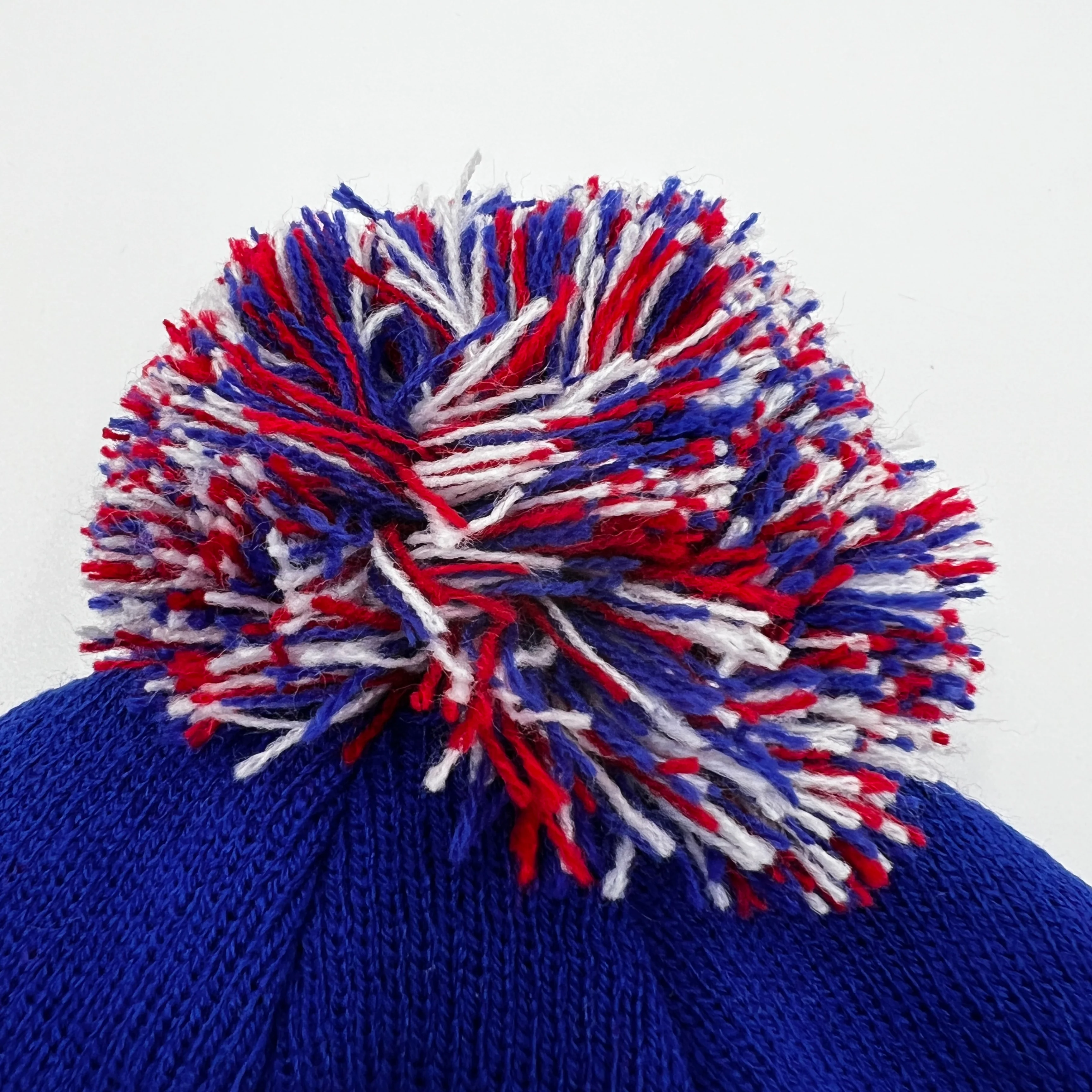 Buffalo Red, White, and Blue Knit Pom Pom Winter Hat - Image 6