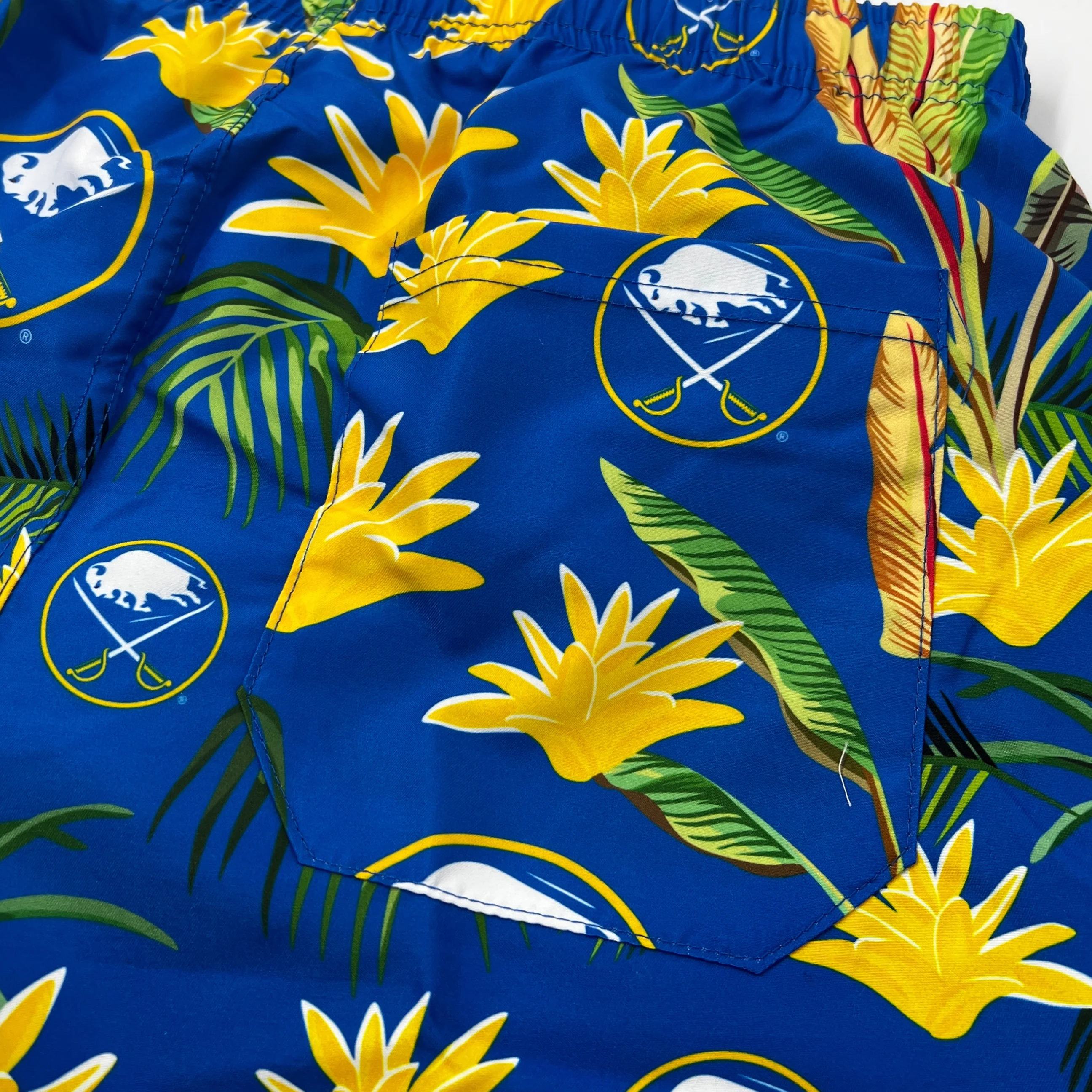 Final Sale - Buffalo Sabres Royal Blue With Floral Design Swim Trunks - Image 4