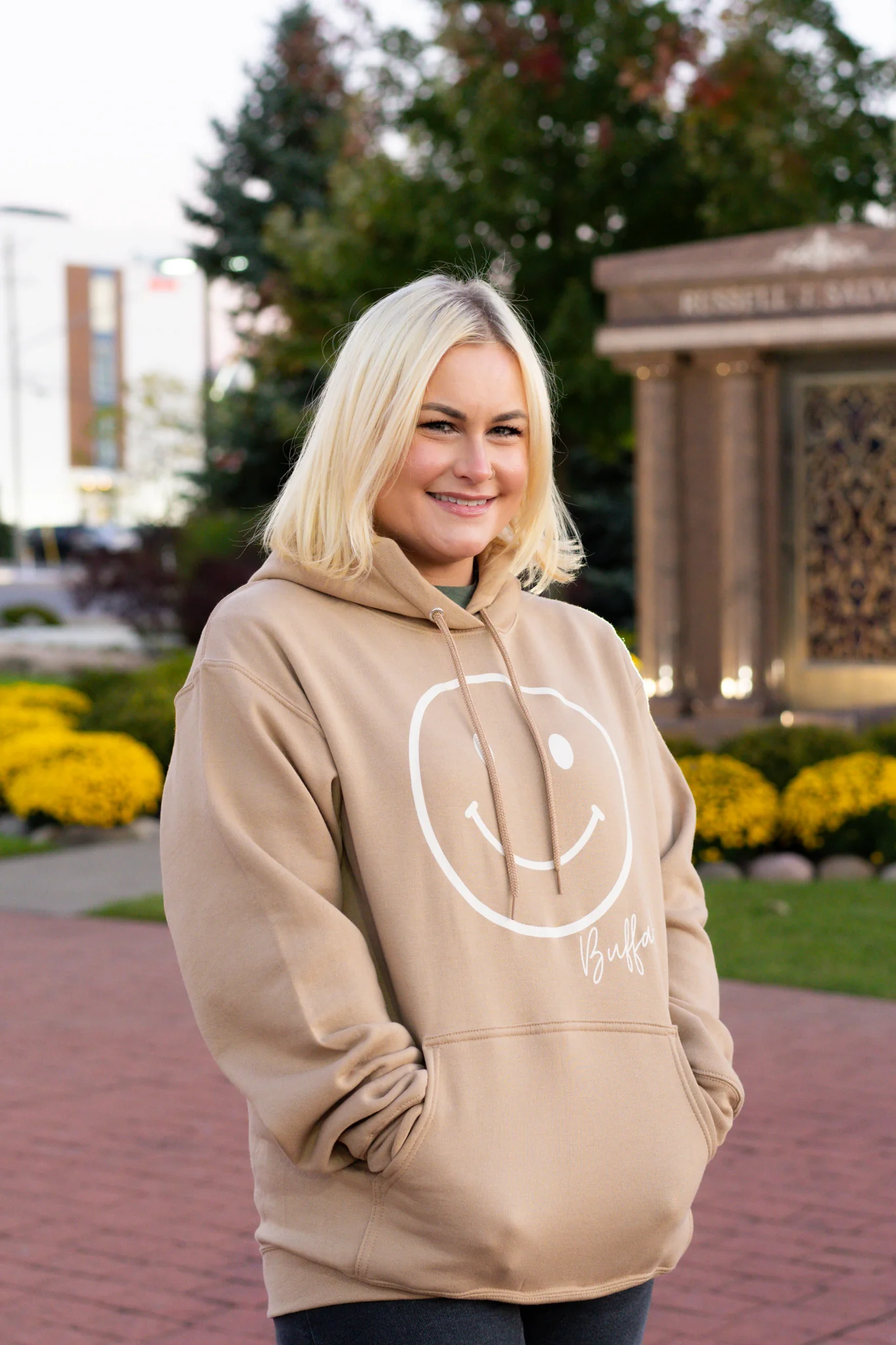 Buffalo Smiley Face Sand Hoodie - Image 4