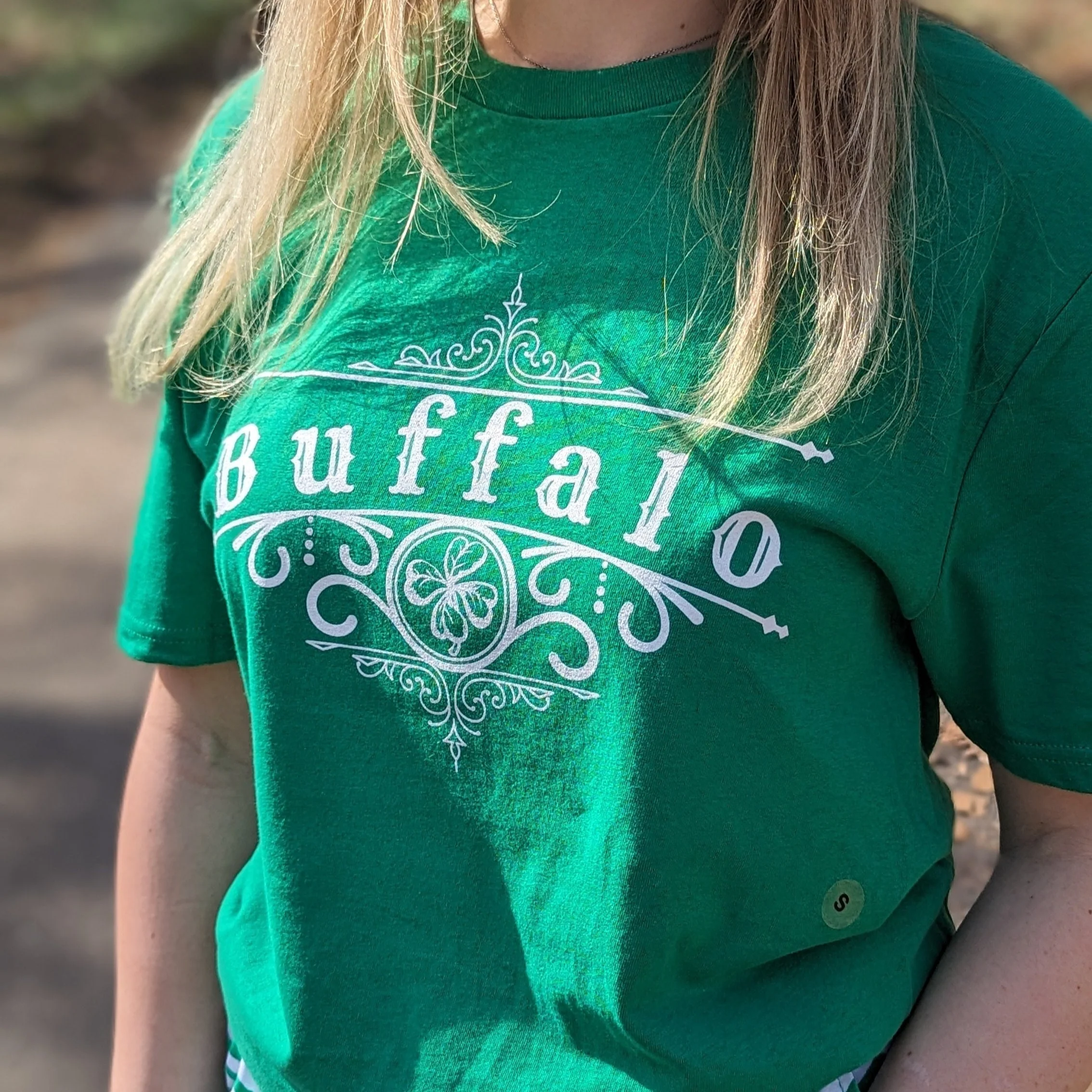 Buffalo With Irish Iron Works Design Kelly Green T-Shirt - Image 5