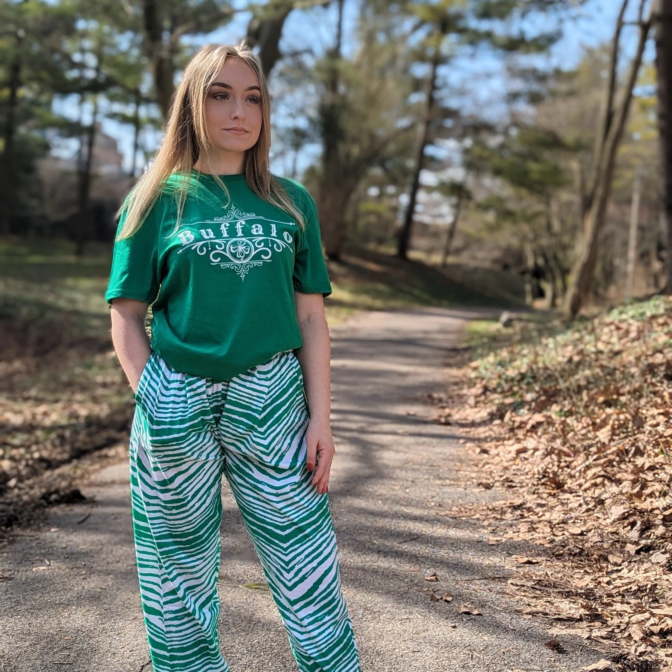 Buffalo With Irish Iron Works Design Kelly Green T-Shirt - Image 6