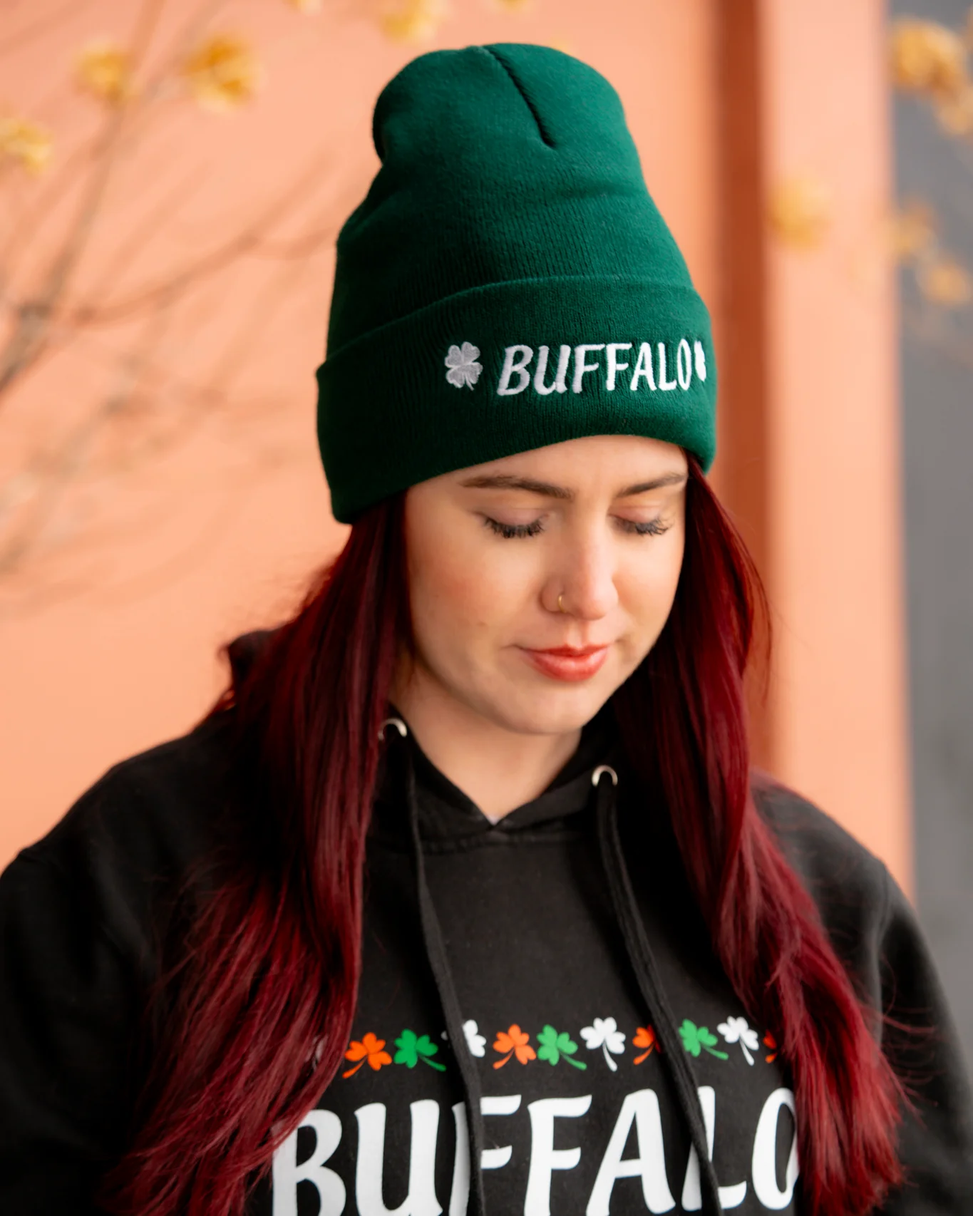 Buffalo With Shamrocks Green Beanie - Image 3