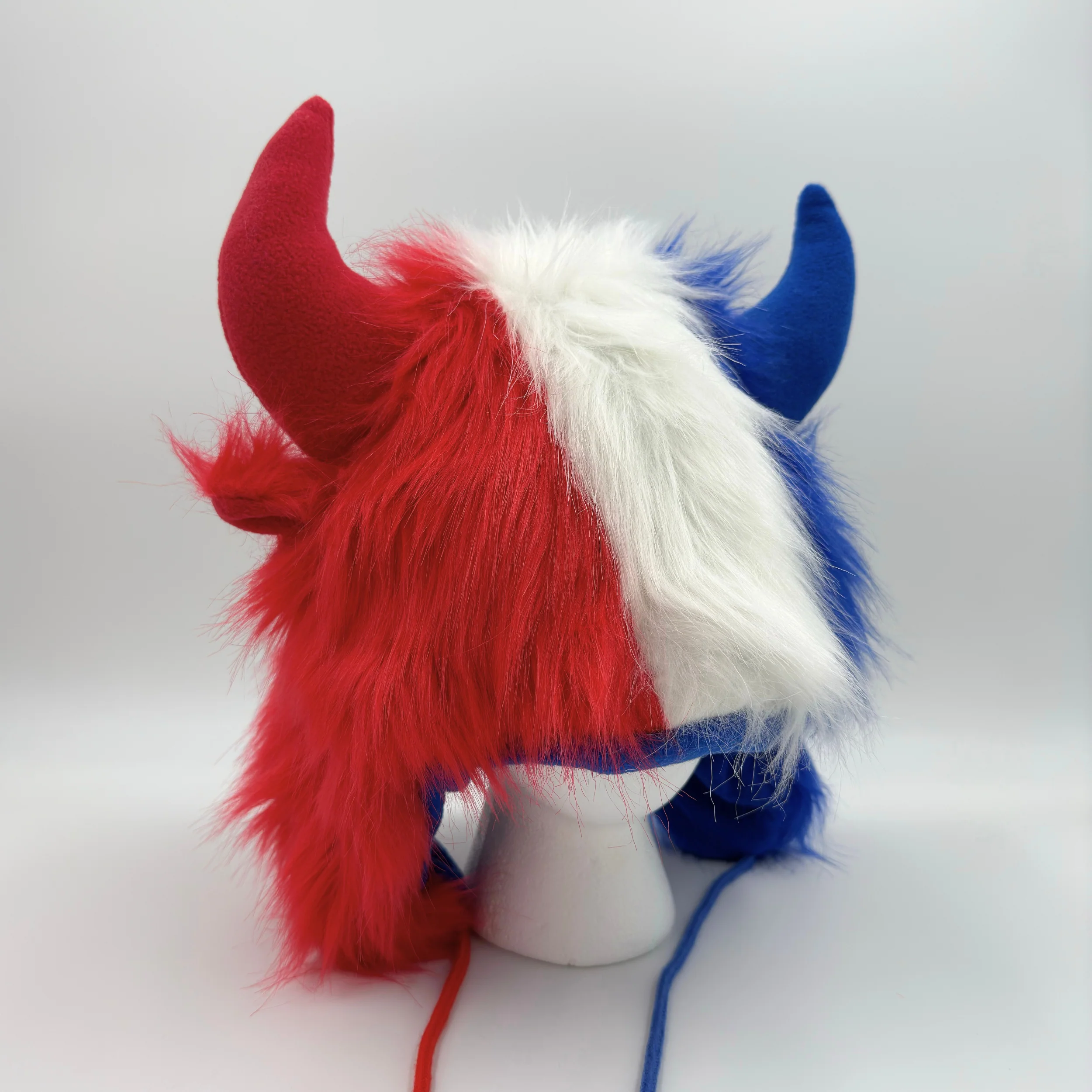 Furry Red, White, & Blue Bison Winter Hat - Image 5