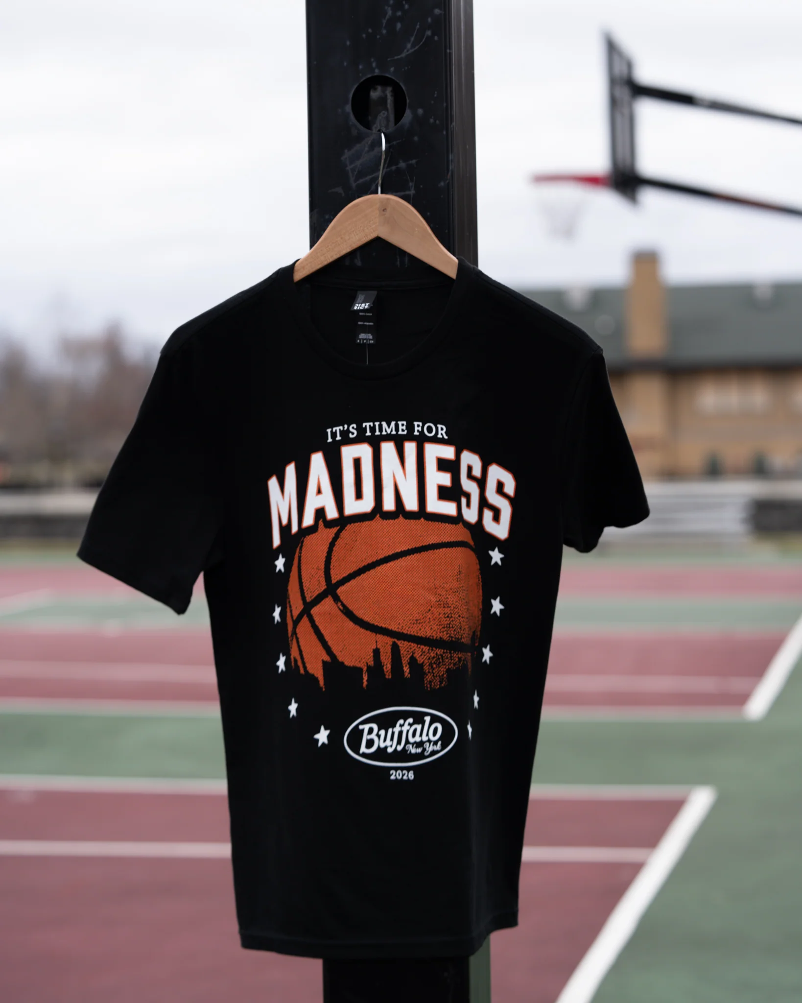 "It's Time For Madness" Buffalo NY With Basketball Black T-Shirt - Image 3