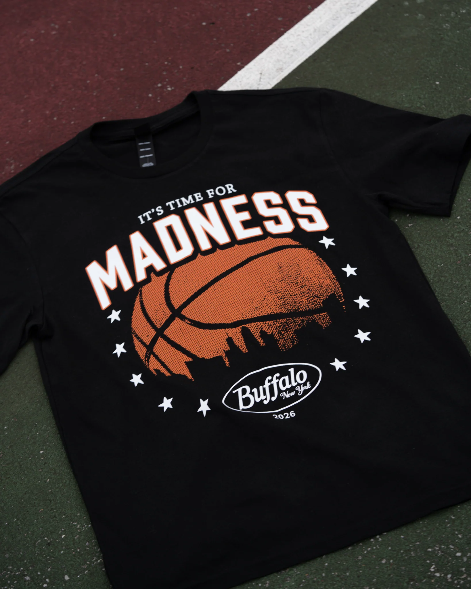 "It's Time For Madness" Buffalo NY With Basketball Black T-Shirt - Image 4