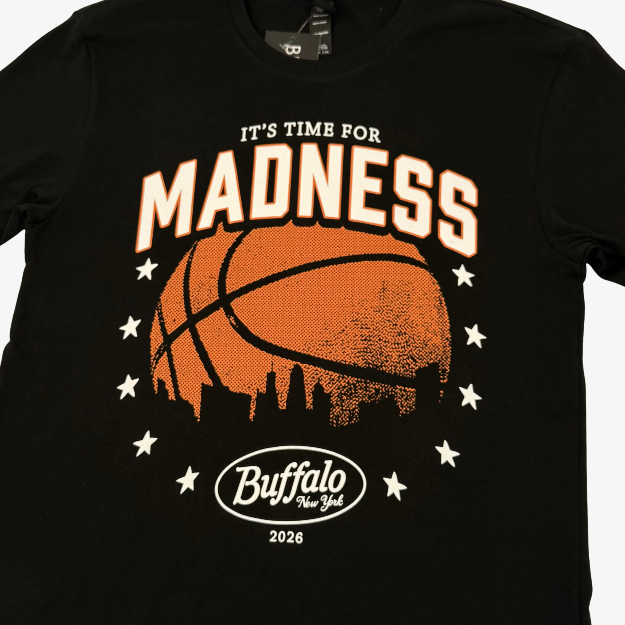 "It's Time For Madness" Buffalo NY With Basketball Black T-Shirt - Image 7