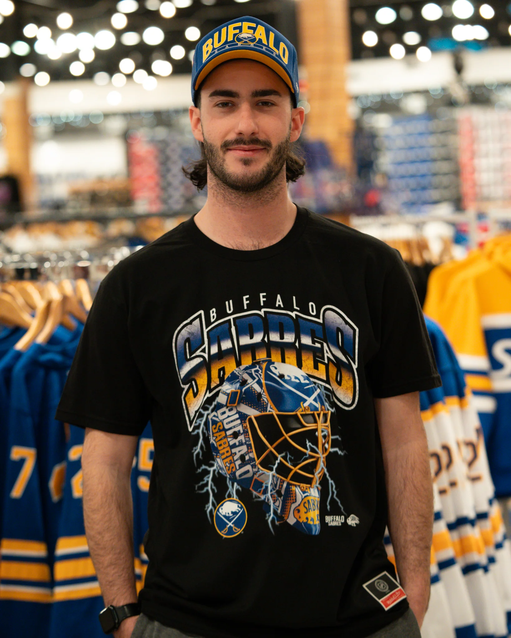 Mitchell & Ness Buffalo Sabres Crease Lightning Black T-Shirt - Image 3