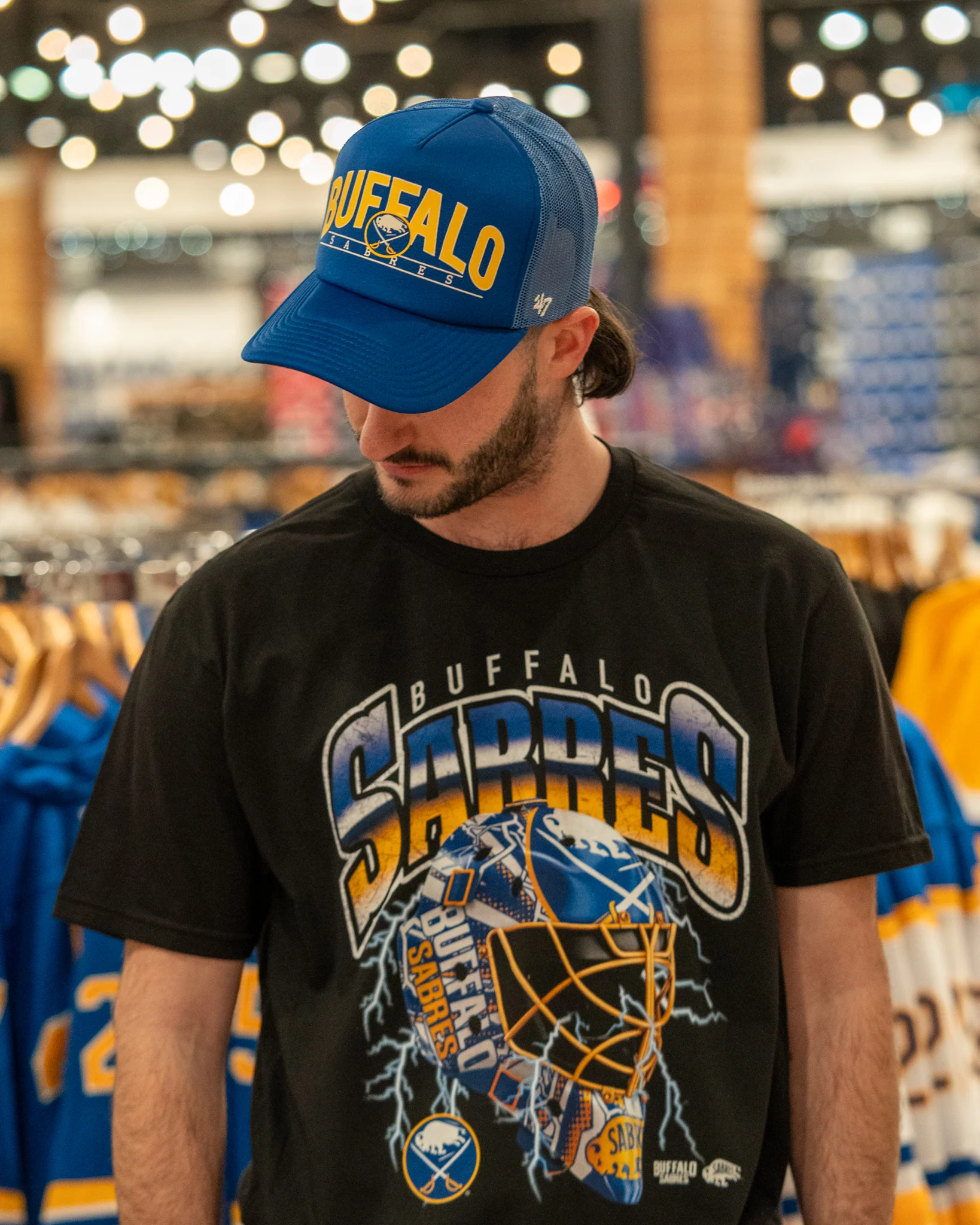 Mitchell & Ness Buffalo Sabres Crease Lightning Black T-Shirt - Image 4