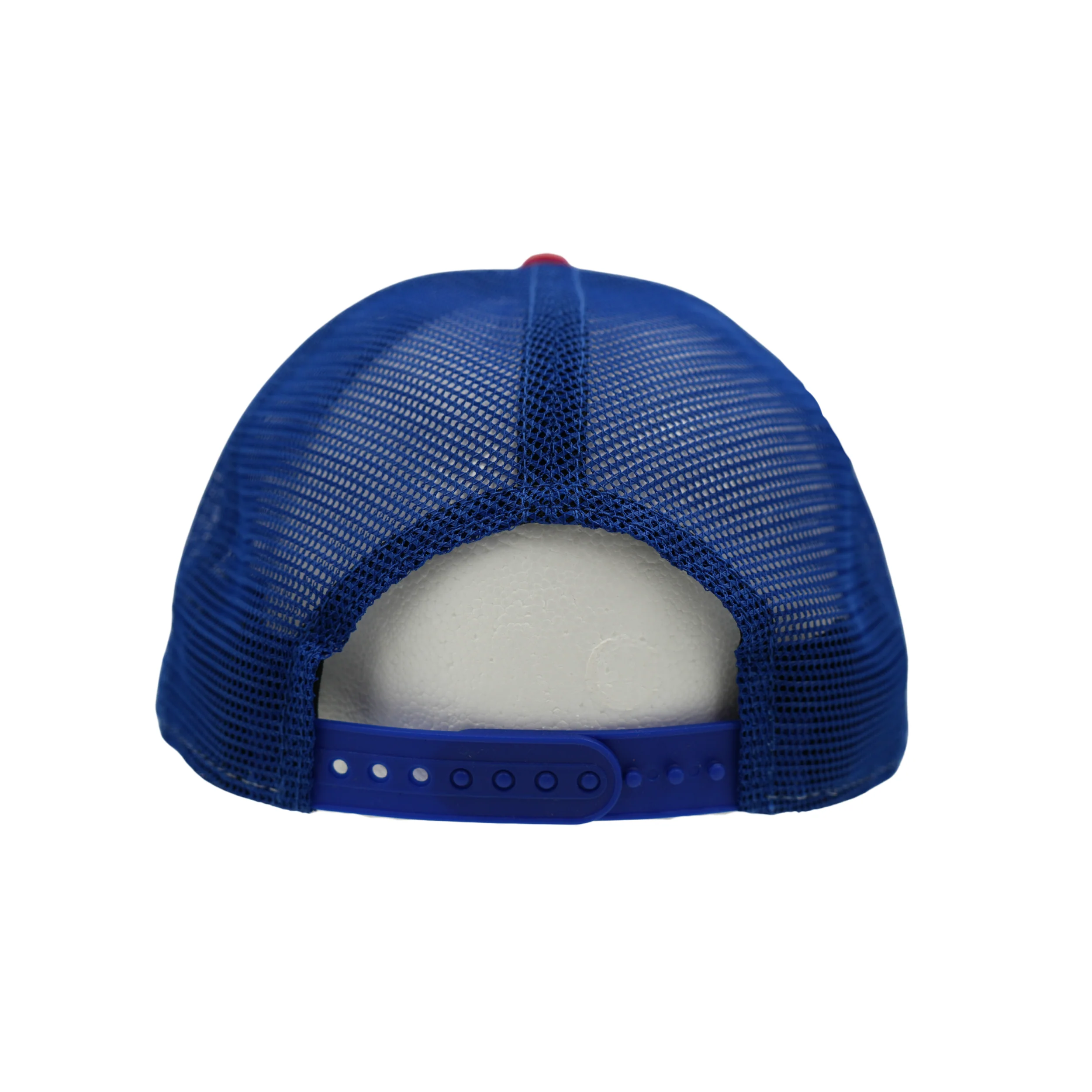 New Era 9FORTY Buffalo Bills Throwback Red Linear A-Frame Trucker Hat - Image 3