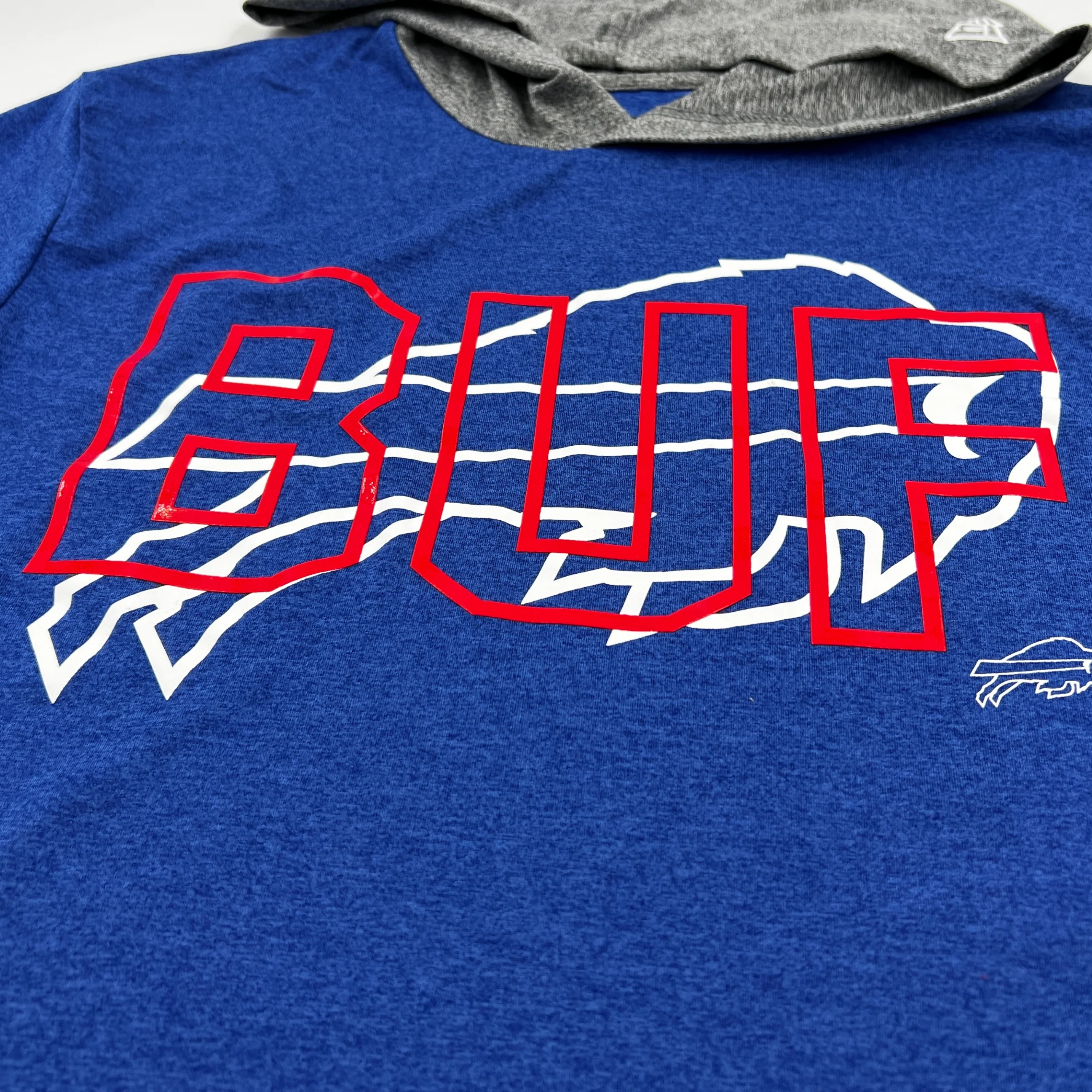 Final Sale - New Era Bills Primary Logo Heather Blue Lightweight Short Sleeve Hoodie - Image 4
