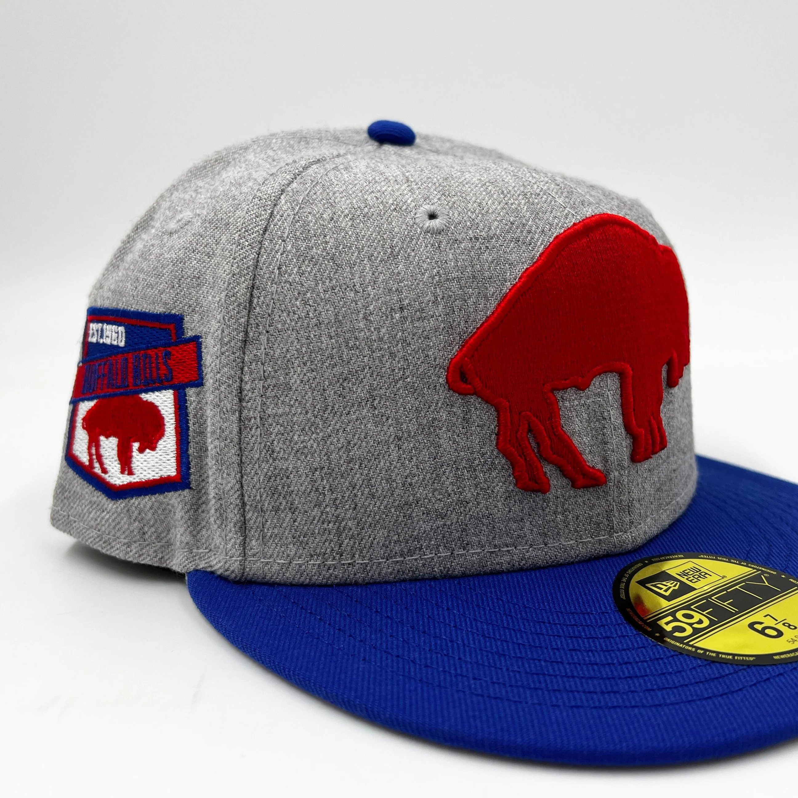 New Era Buffalo Bills Retro Heather Gray 59Fifty Fitted Hat - Image 5