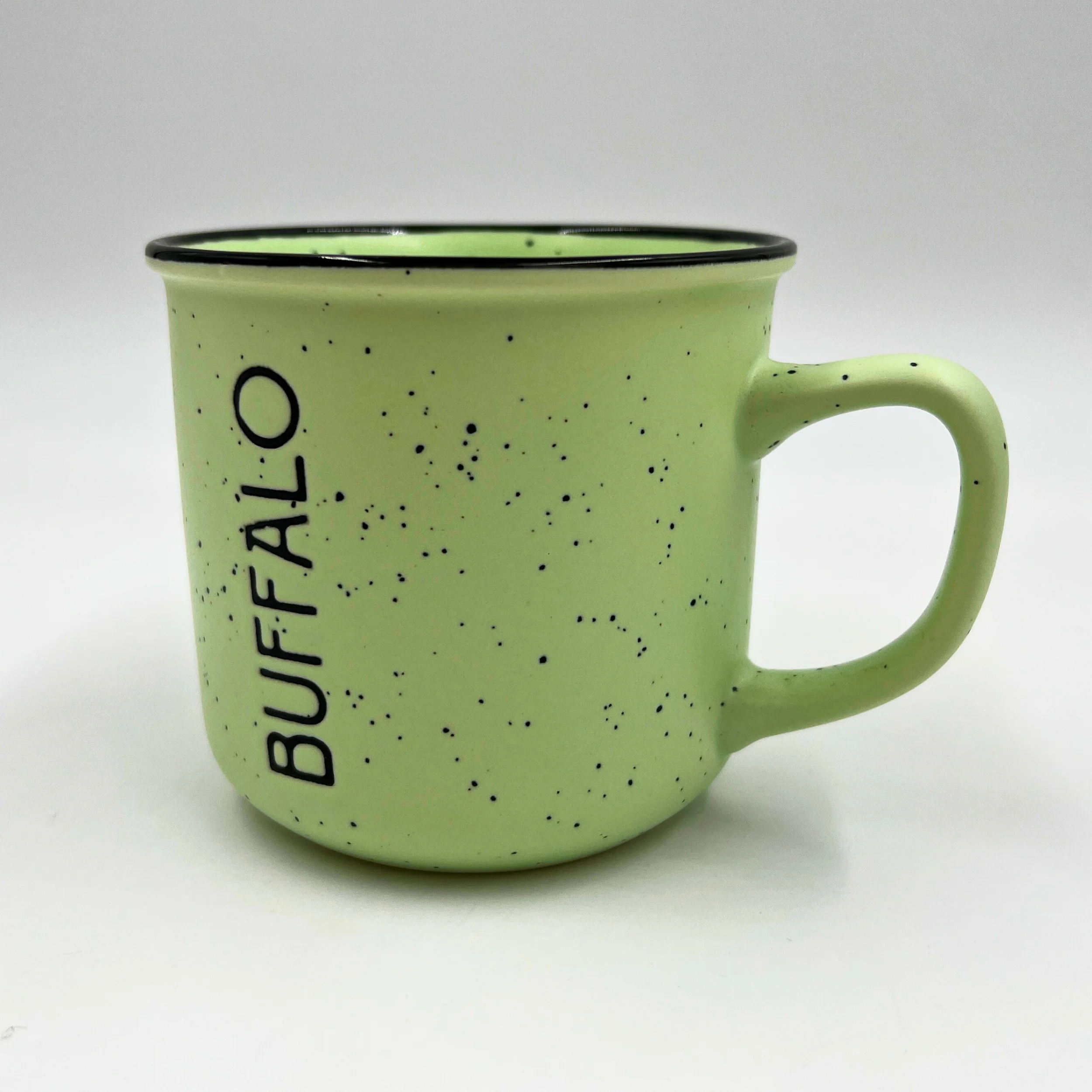 Pastel Green Speckled With Buffalo Wordmark Camper Mug - Image 2