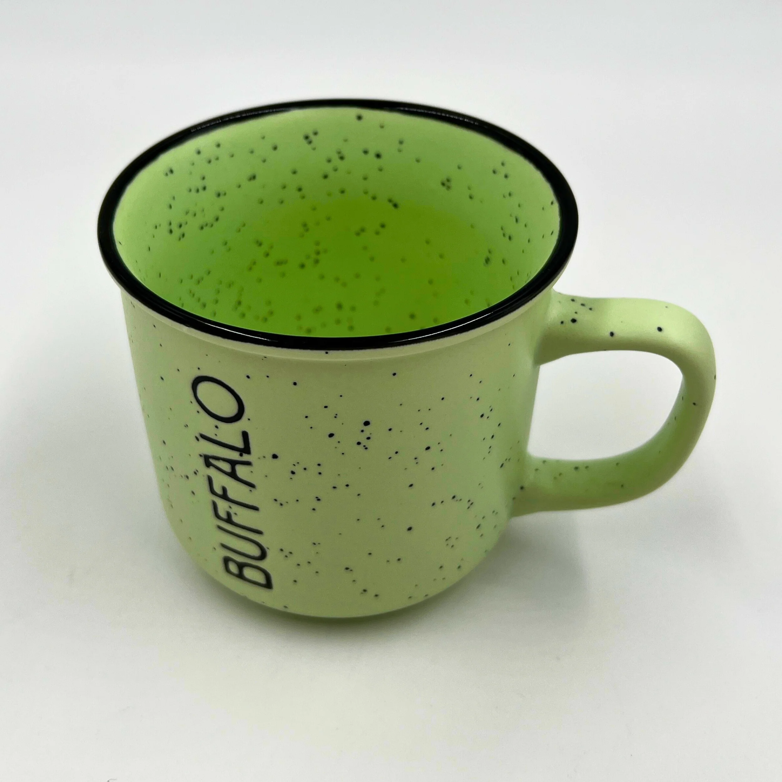 Pastel Green Speckled With Buffalo Wordmark Camper Mug - Image 3