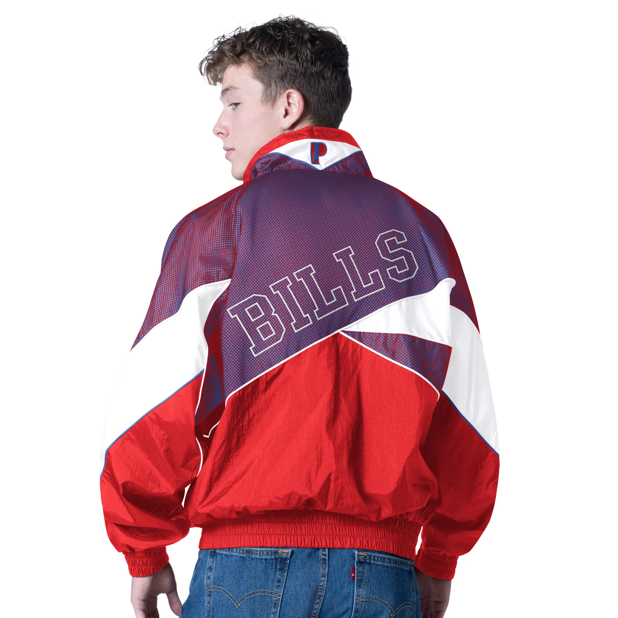 Pro Player Buffalo Bills Red, White, & Blue Colorblocking Full Zip Windbreaker - Image 3
