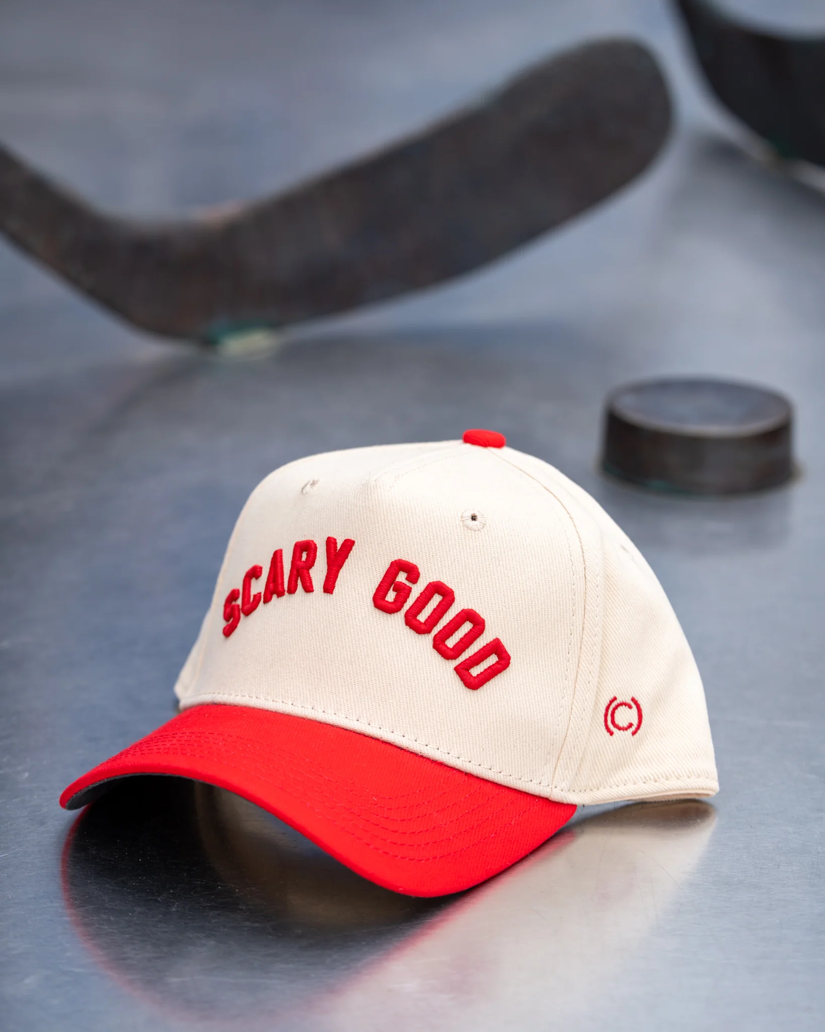 Scary Good Cream & Red A-Frame Trucker Hat - Image 3