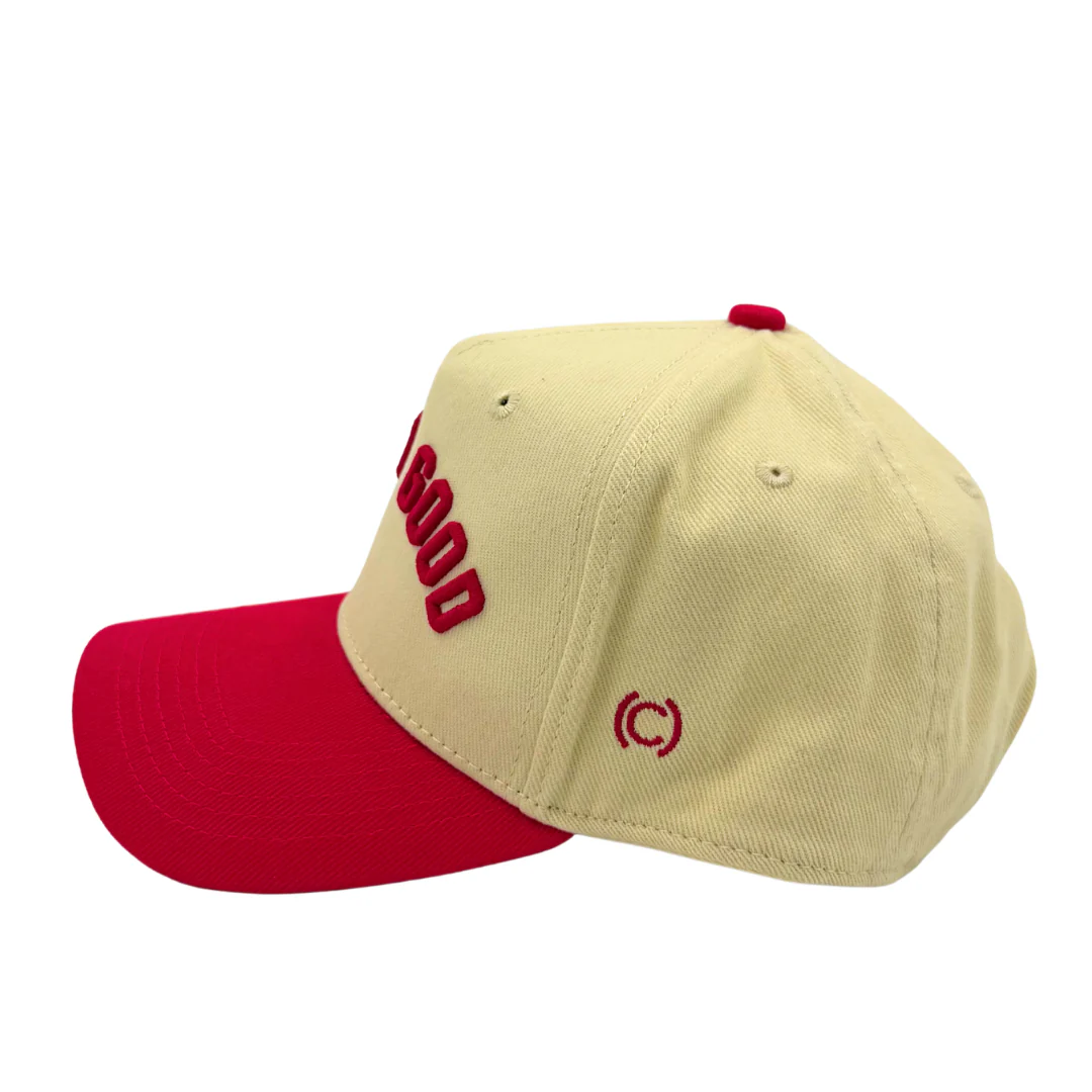 Scary Good Cream & Red A-Frame Trucker Hat - Image 5