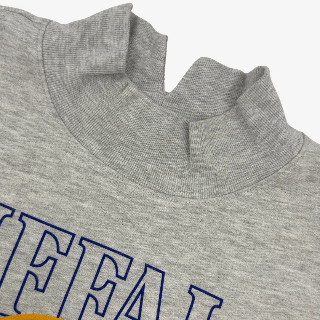 Sabres Heather Grey Royal & Gold Logo Mockneck Sweater - Image 4