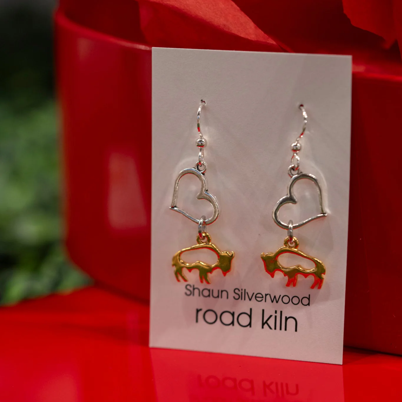 Sterling Silver Heart With Gold Buffalo Earrings - Image 2