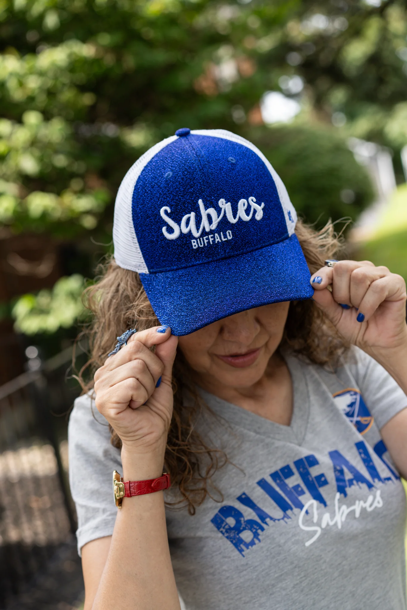 Women's '47 Brand Buffalo Sabres Royal Blue Glitter Adjustable Hat - Image 4