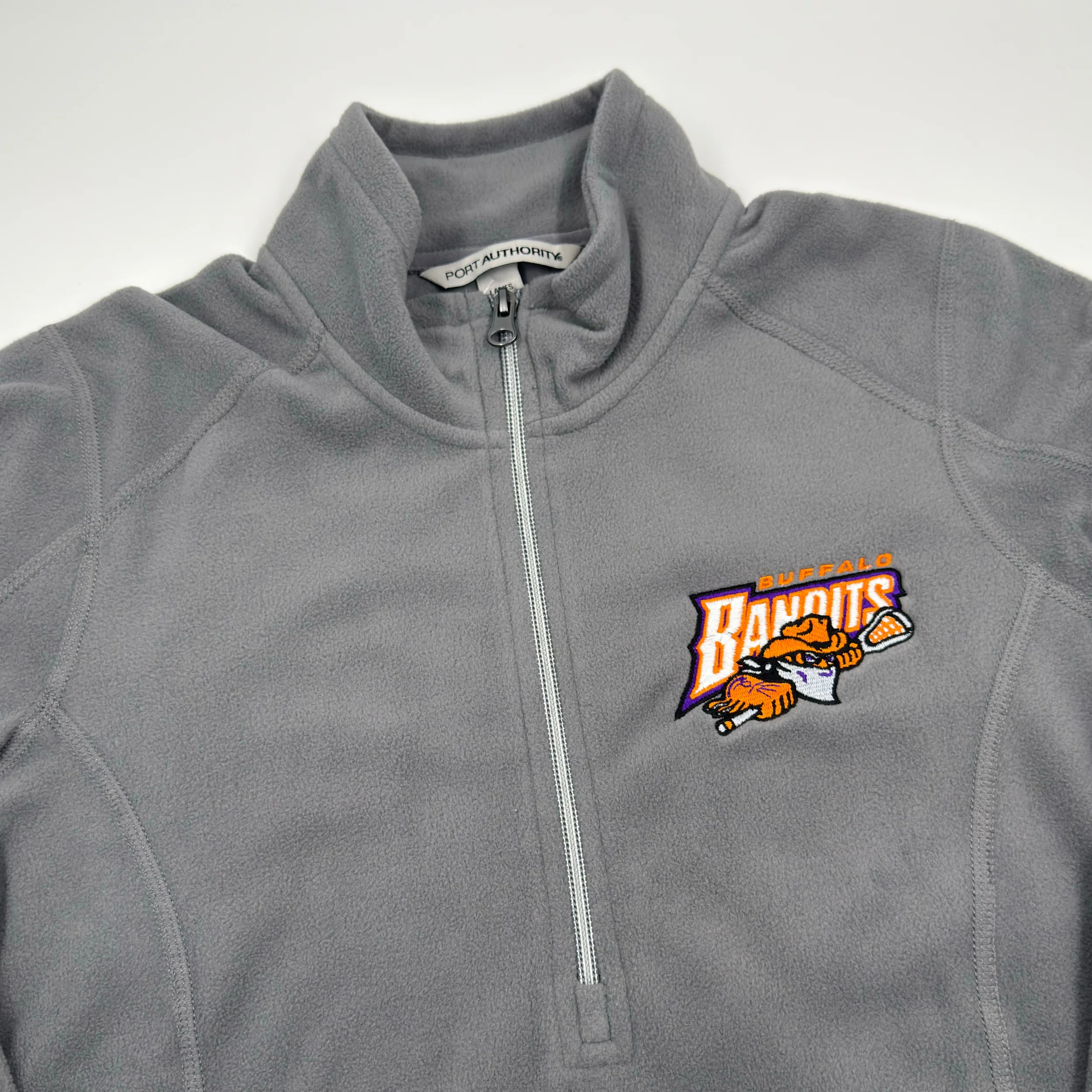 Women's Buffalo Bandits Microfleece Pearl Gray Half Zip Pullover - Image 4