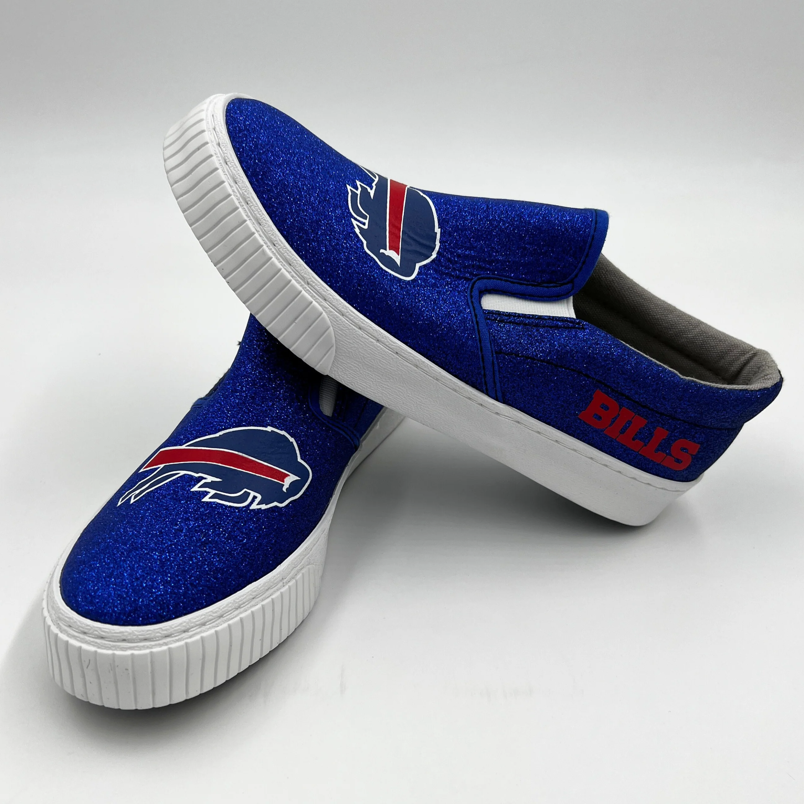 Women's Buffalo Bills Glitter Slip On Canvas Shoes - Image 4