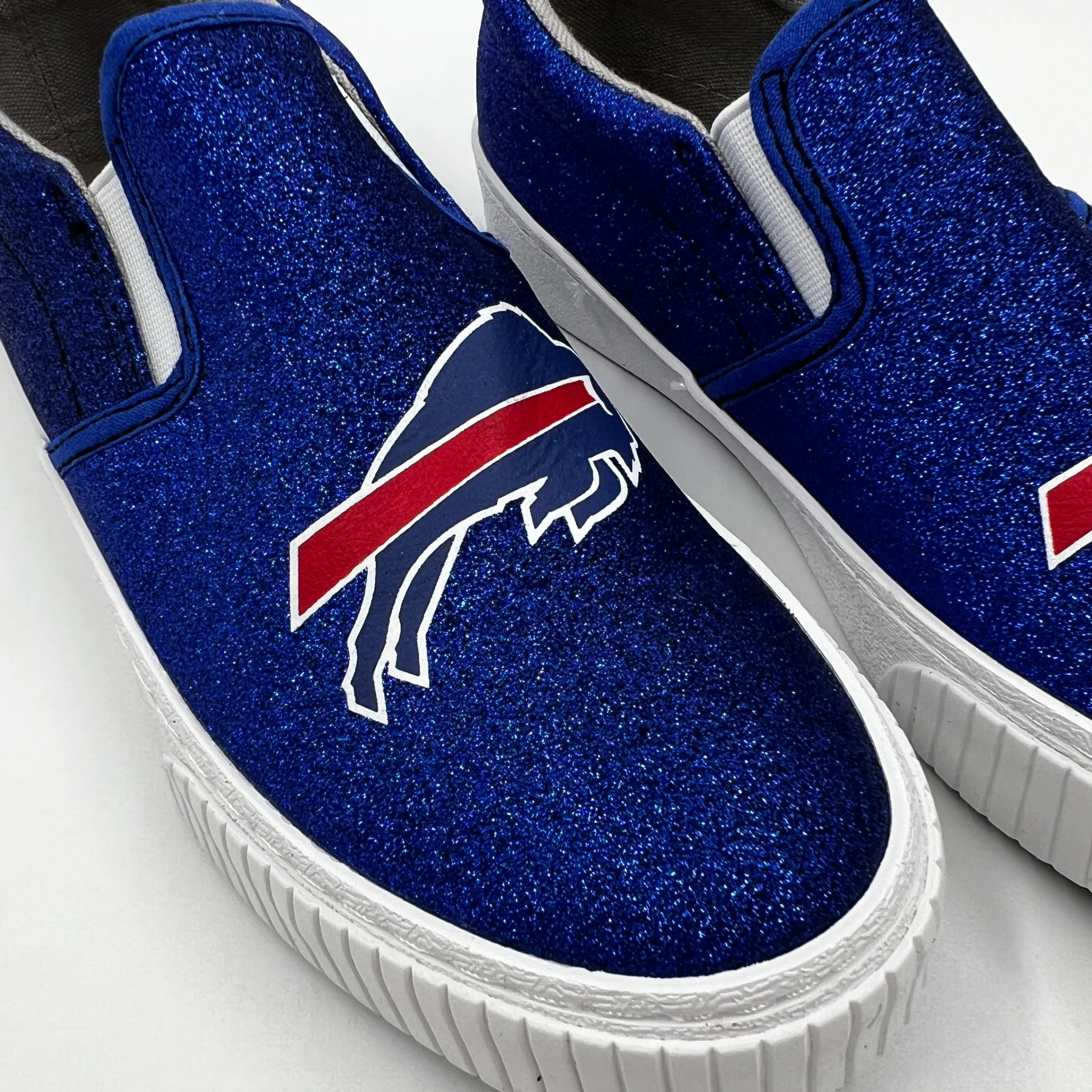 Women's Buffalo Bills Glitter Slip On Canvas Shoes - Image 5