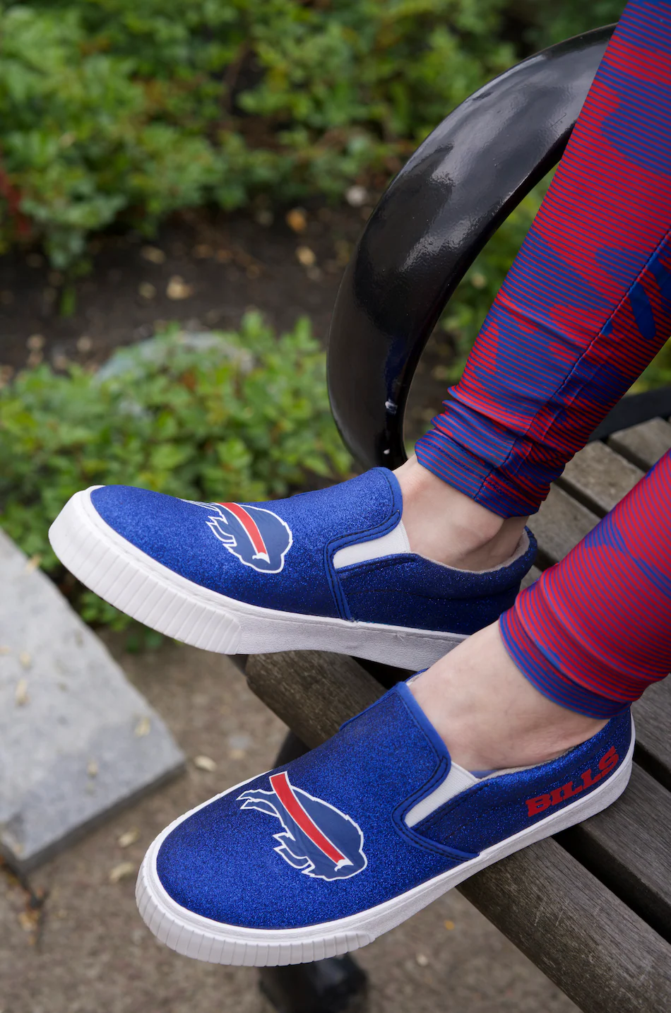 Women's Buffalo Bills Glitter Slip On Canvas Shoes - Image 7