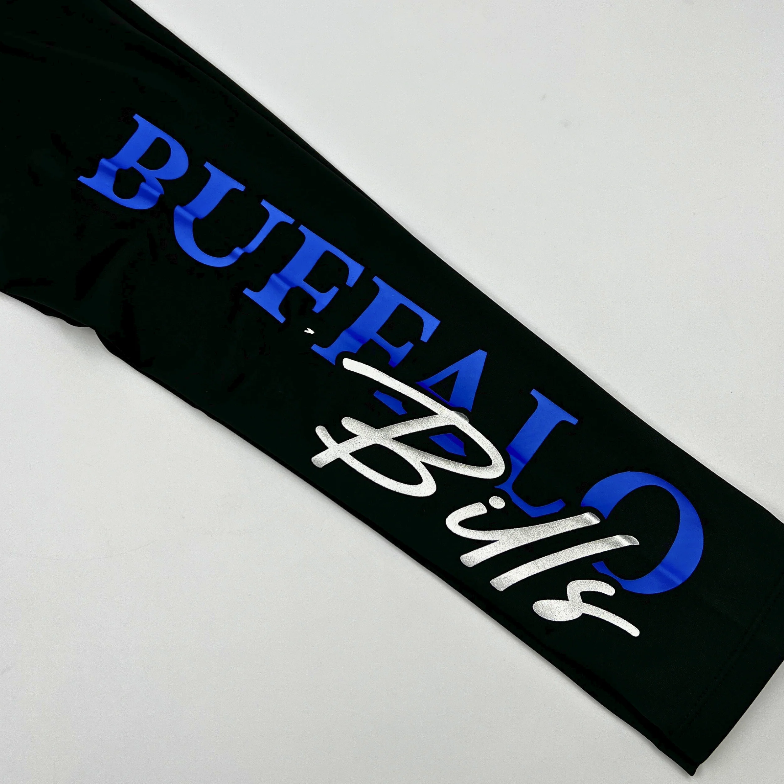 Women's Buffalo Bills Metallic Team Name Black Pitcher Leggings - Image 3