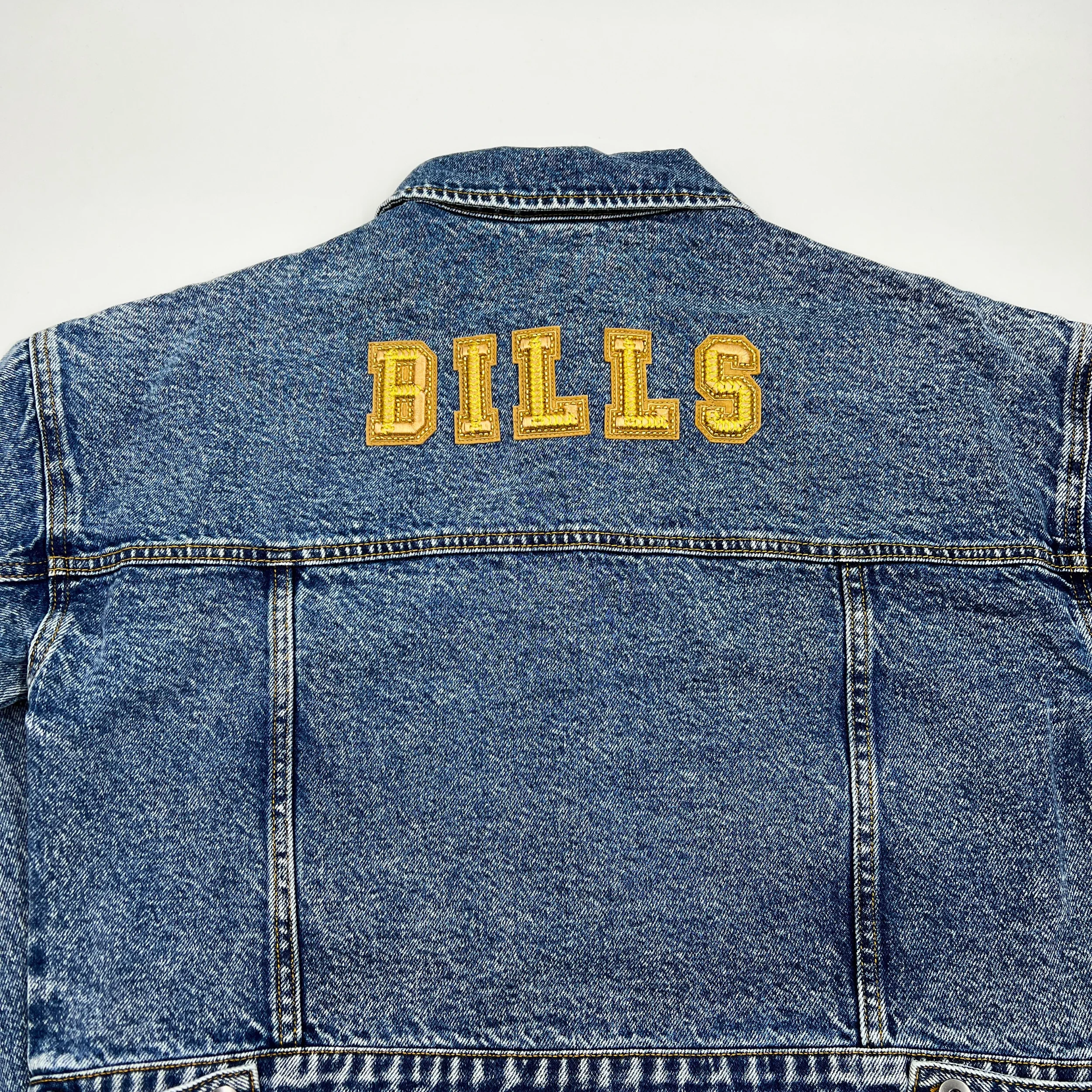 Women's Buffalo Bills Oversized Cropped Denim Jacket - Image 3