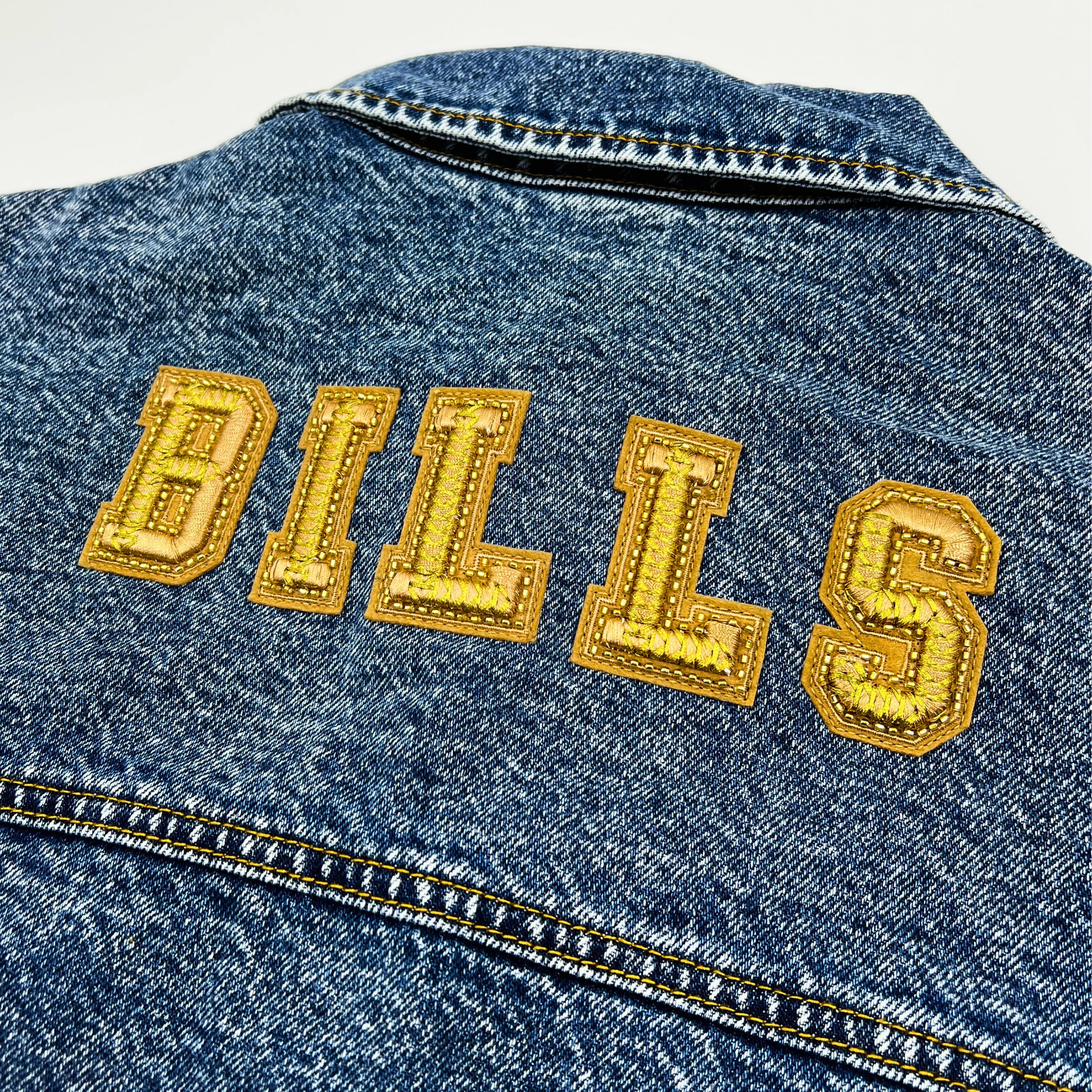 Women's Buffalo Bills Oversized Cropped Denim Jacket - Image 8