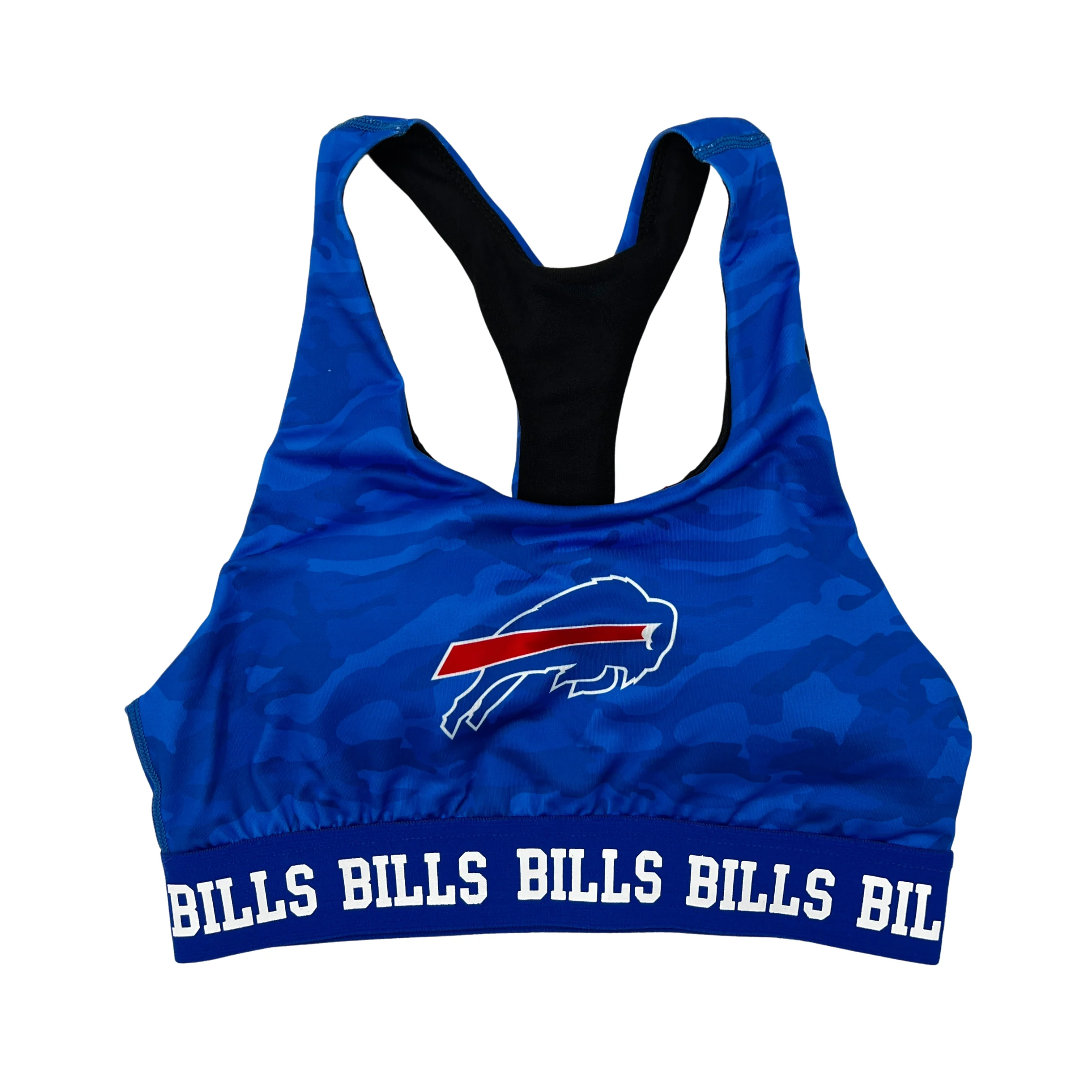 Final Sale - Women's Buffalo Bills Royal Blue Camo Sports Bra