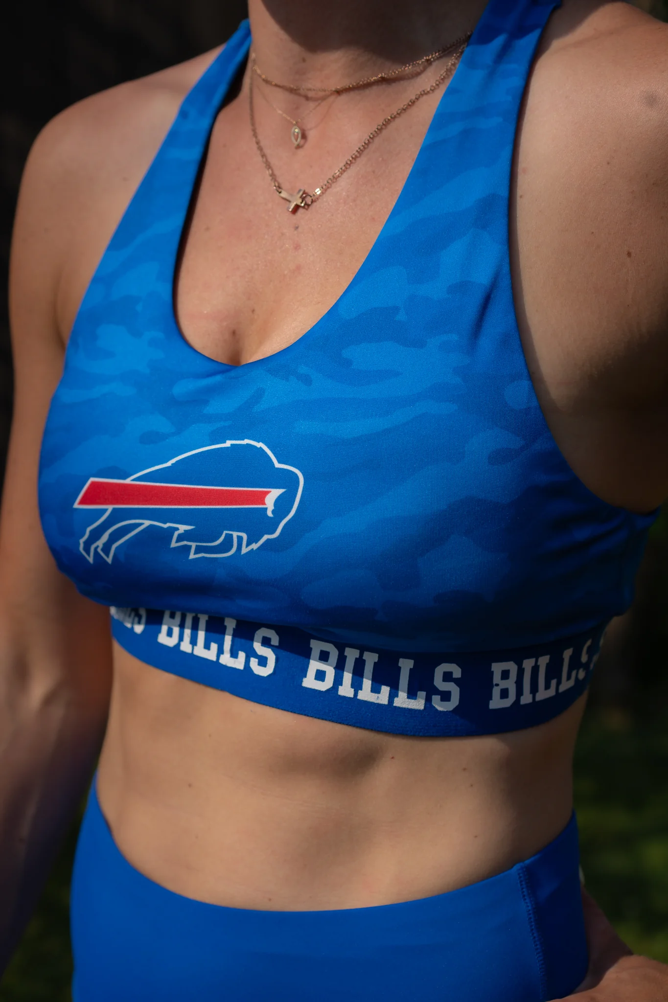 Final Sale - Women's Buffalo Bills Royal Blue Camo Sports Bra - Image 2