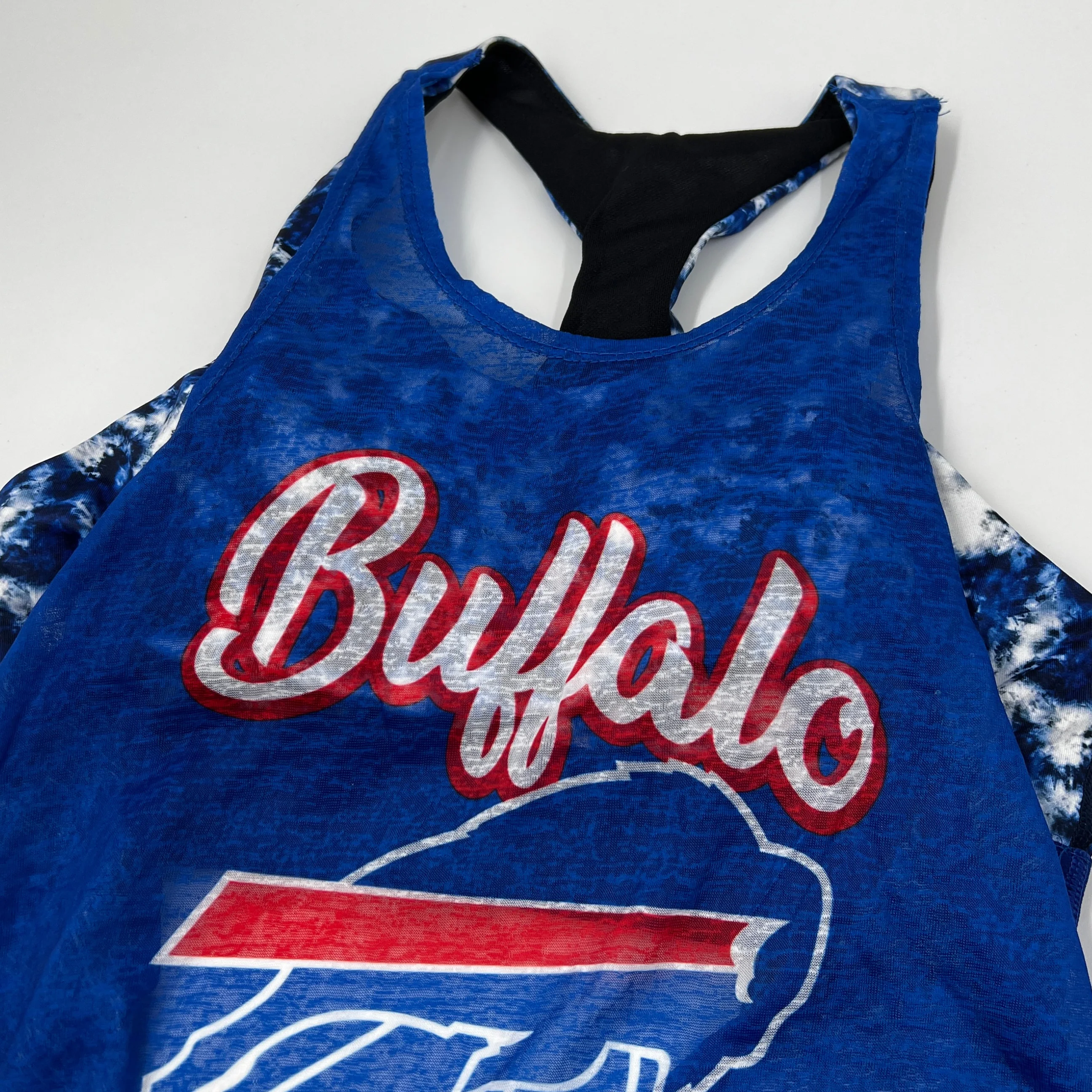 Final Sale - Women's Buffalo Bills Royal Tie Dye Sports Bra With Top - Image 3