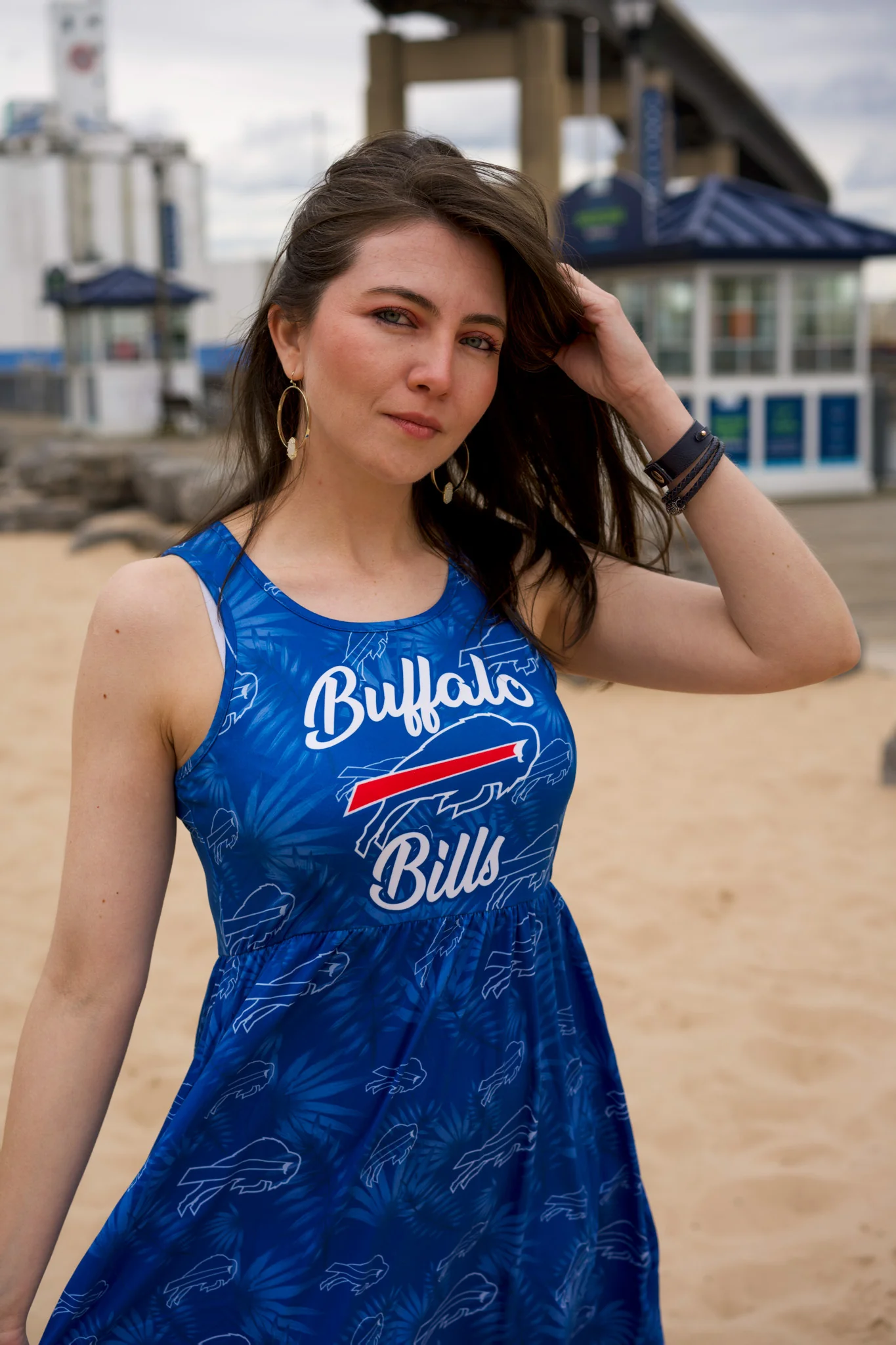 Final Sale - Women's Buffalo Bills Tonal Floral Sun Dress - Image 2