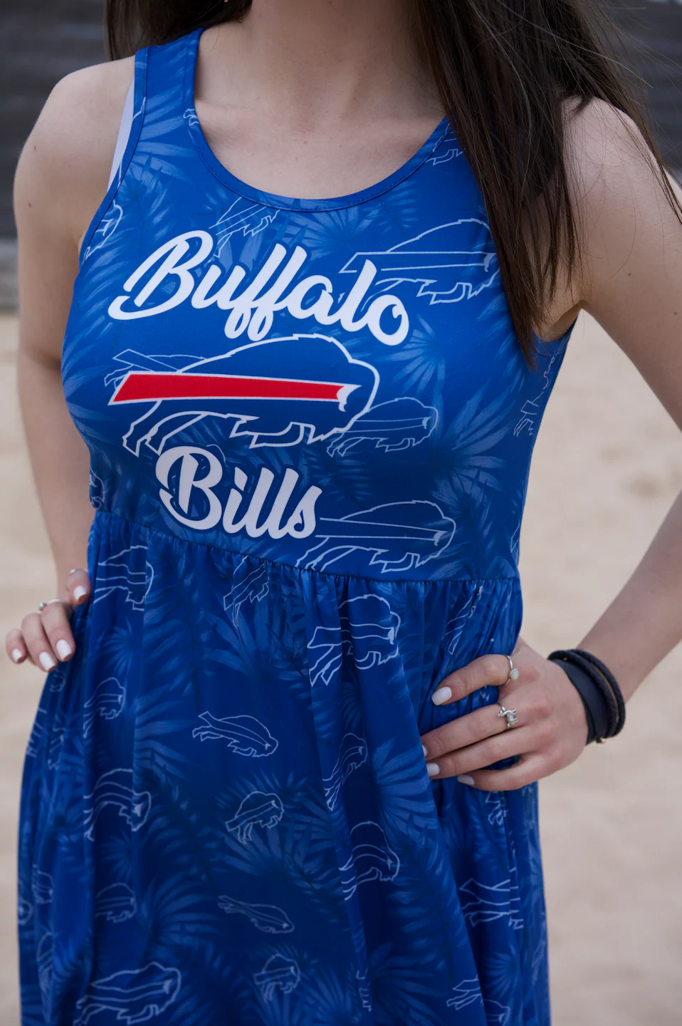 Final Sale - Women's Buffalo Bills Tonal Floral Sun Dress - Image 3