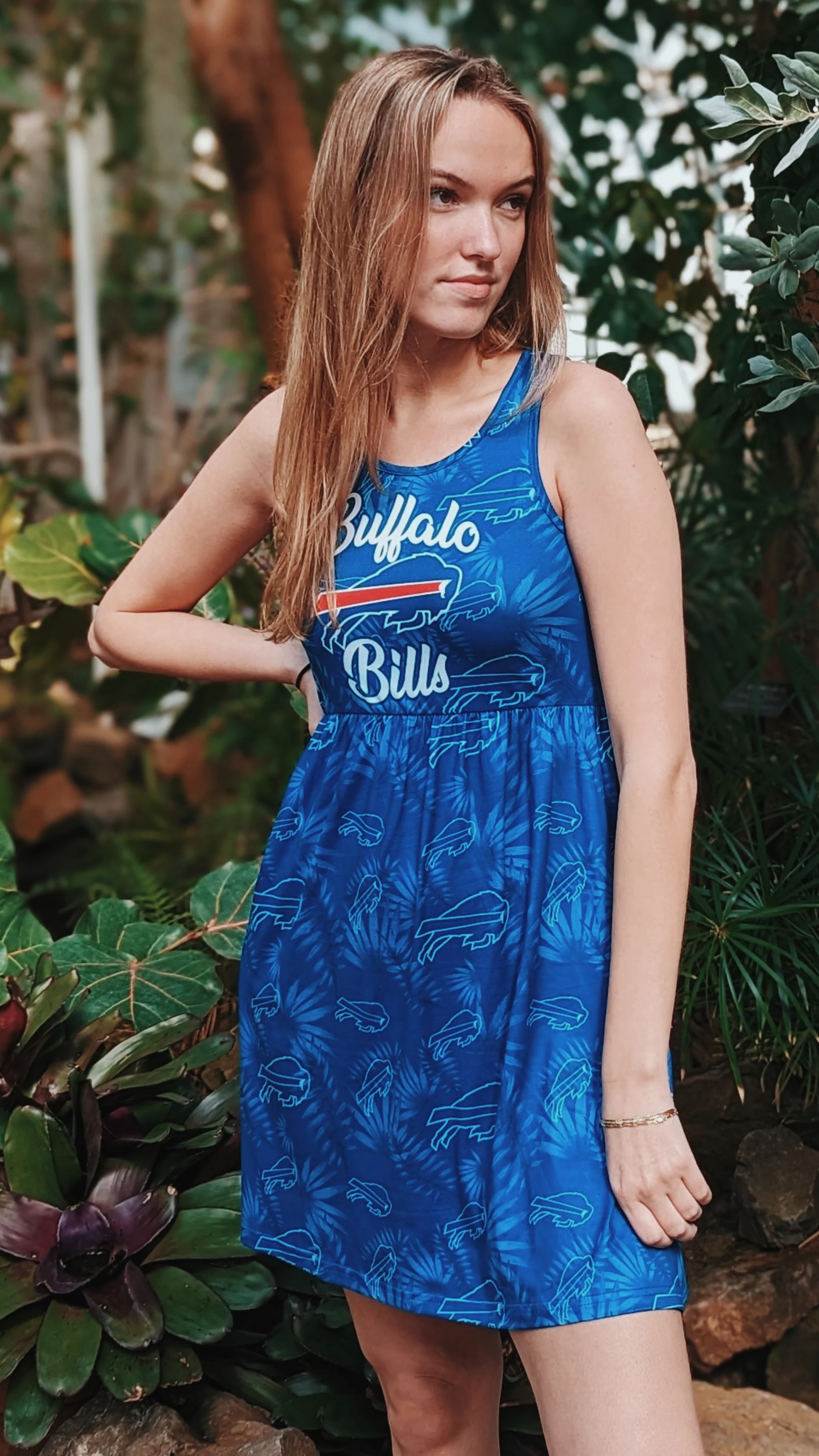 Final Sale - Women's Buffalo Bills Tonal Floral Sun Dress - Image 4