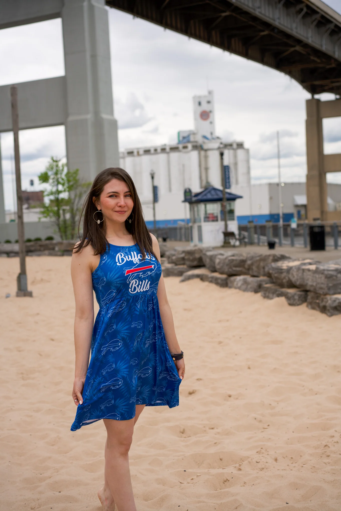 Final Sale - Women's Buffalo Bills Tonal Floral Sun Dress - Image 6