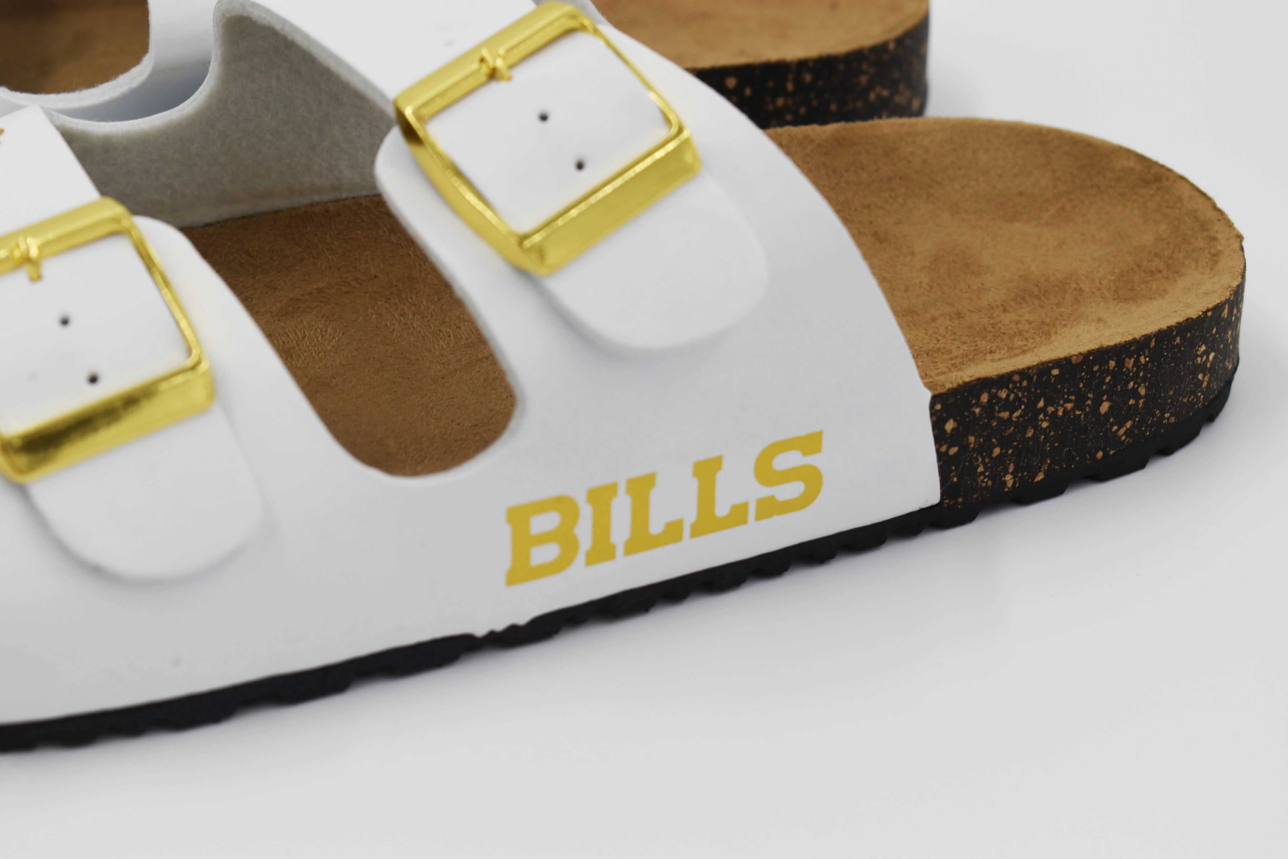 Women's Buffalo Bills White And Gold Double Buckle Sandal - Image 3